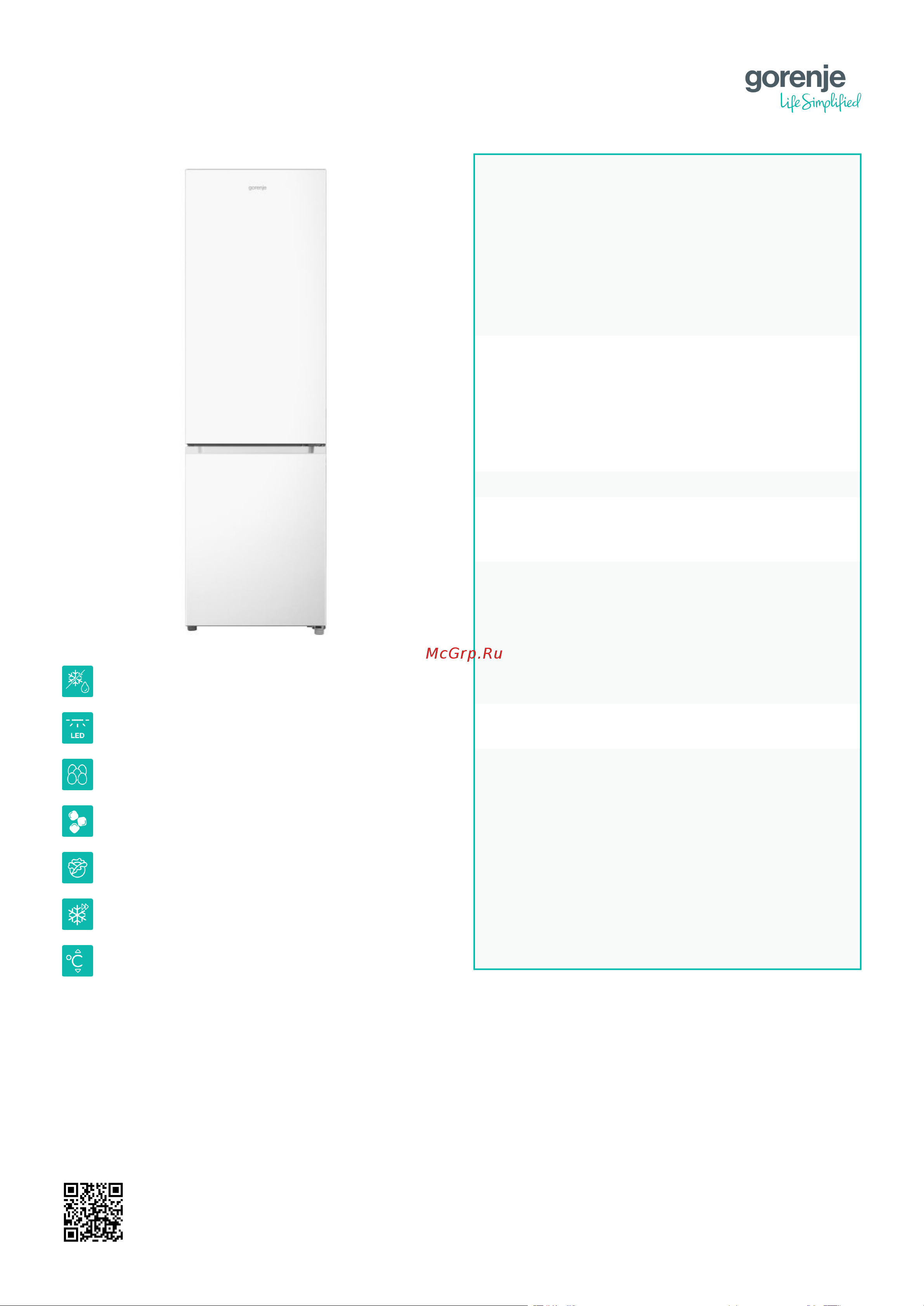Gorenje NRK418FEW4 Описание продукта онлайн