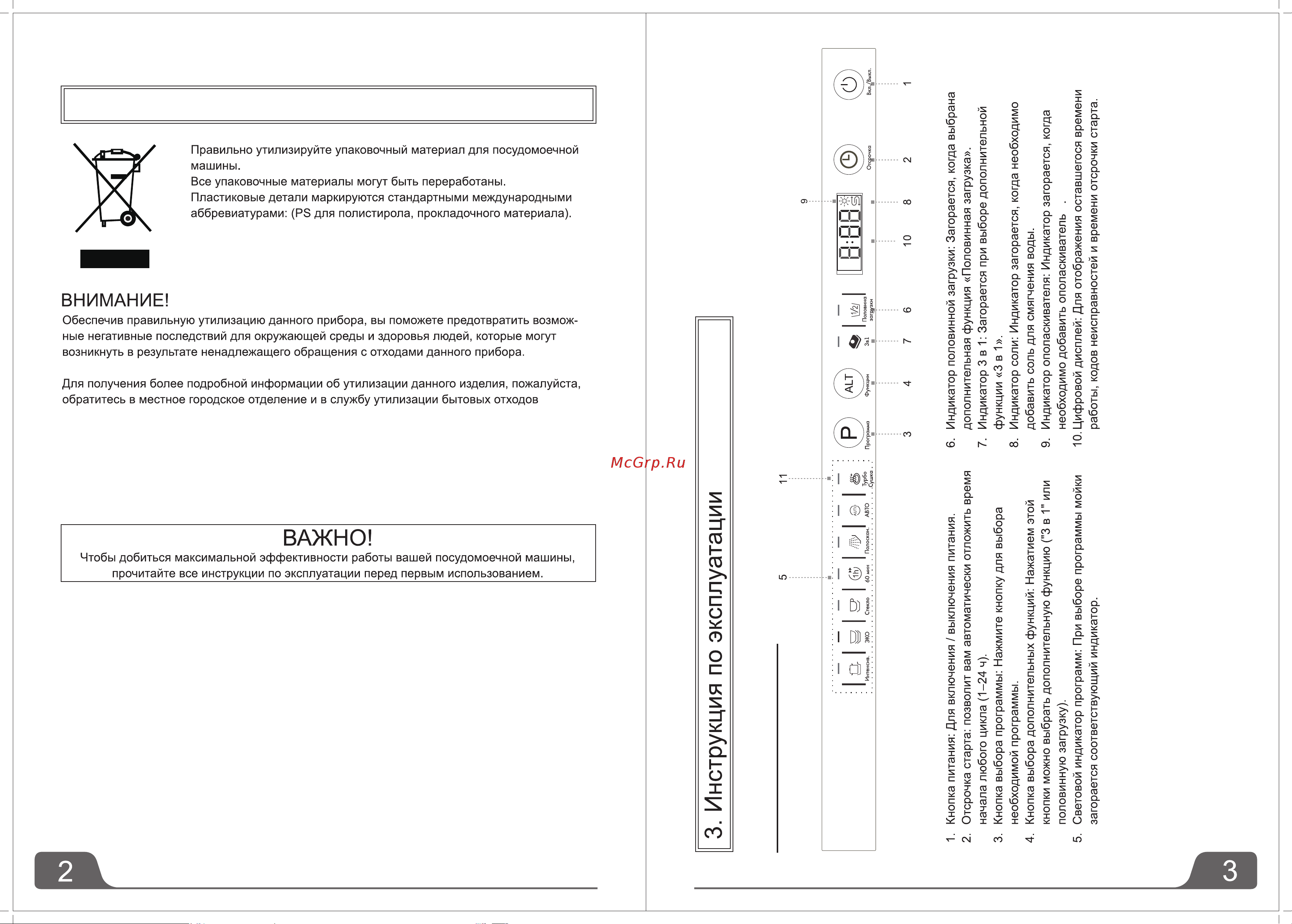 Weissgauff BDW 6036 D Infolight Инструкция по эксплуатации онлайн [3/15] 812191