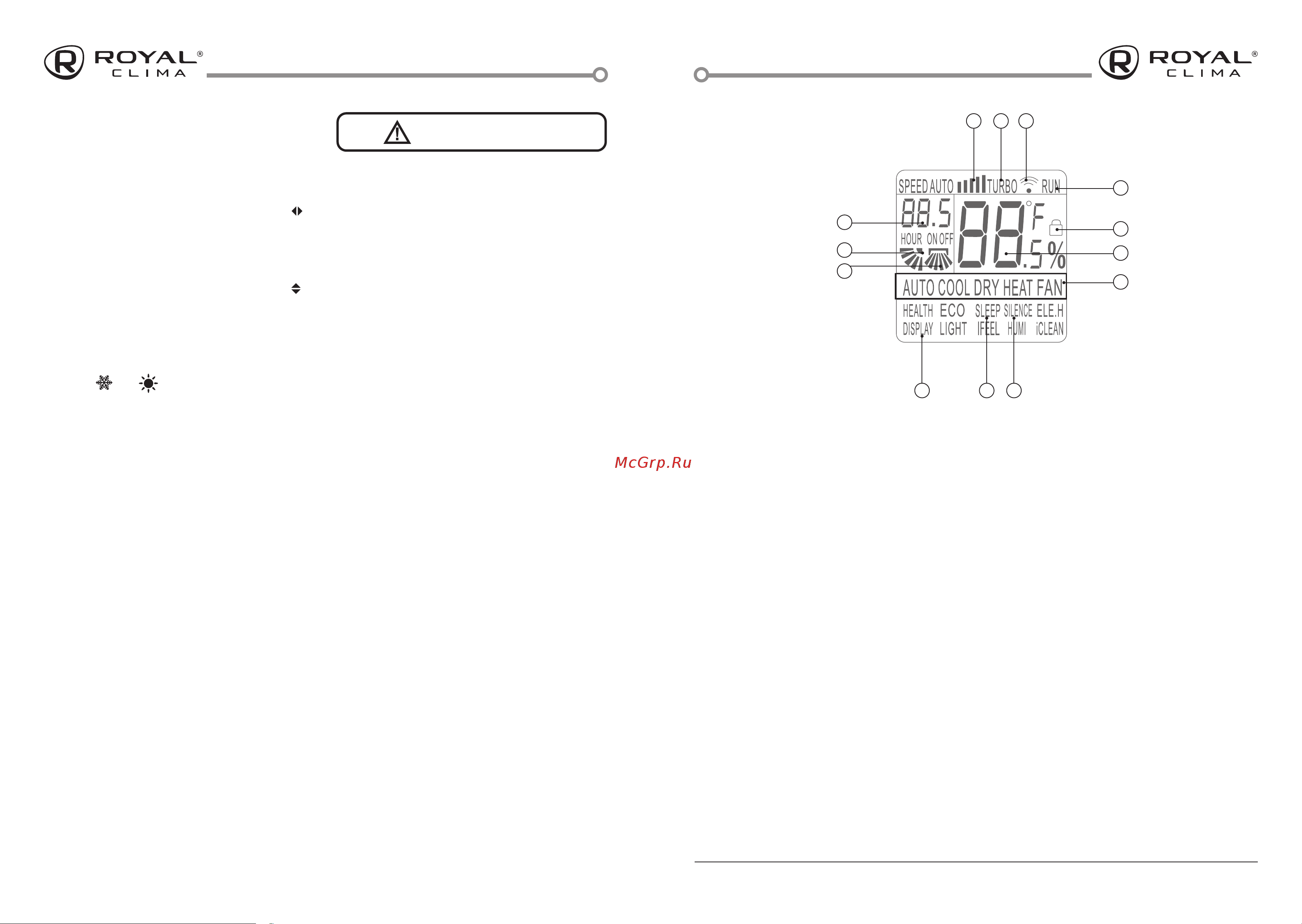 Royal Clima RCI-RNS35HN/IN/RCI-RNS35HN/OUT Инструкция по эксплуатации онлайн [8/19] 844880
