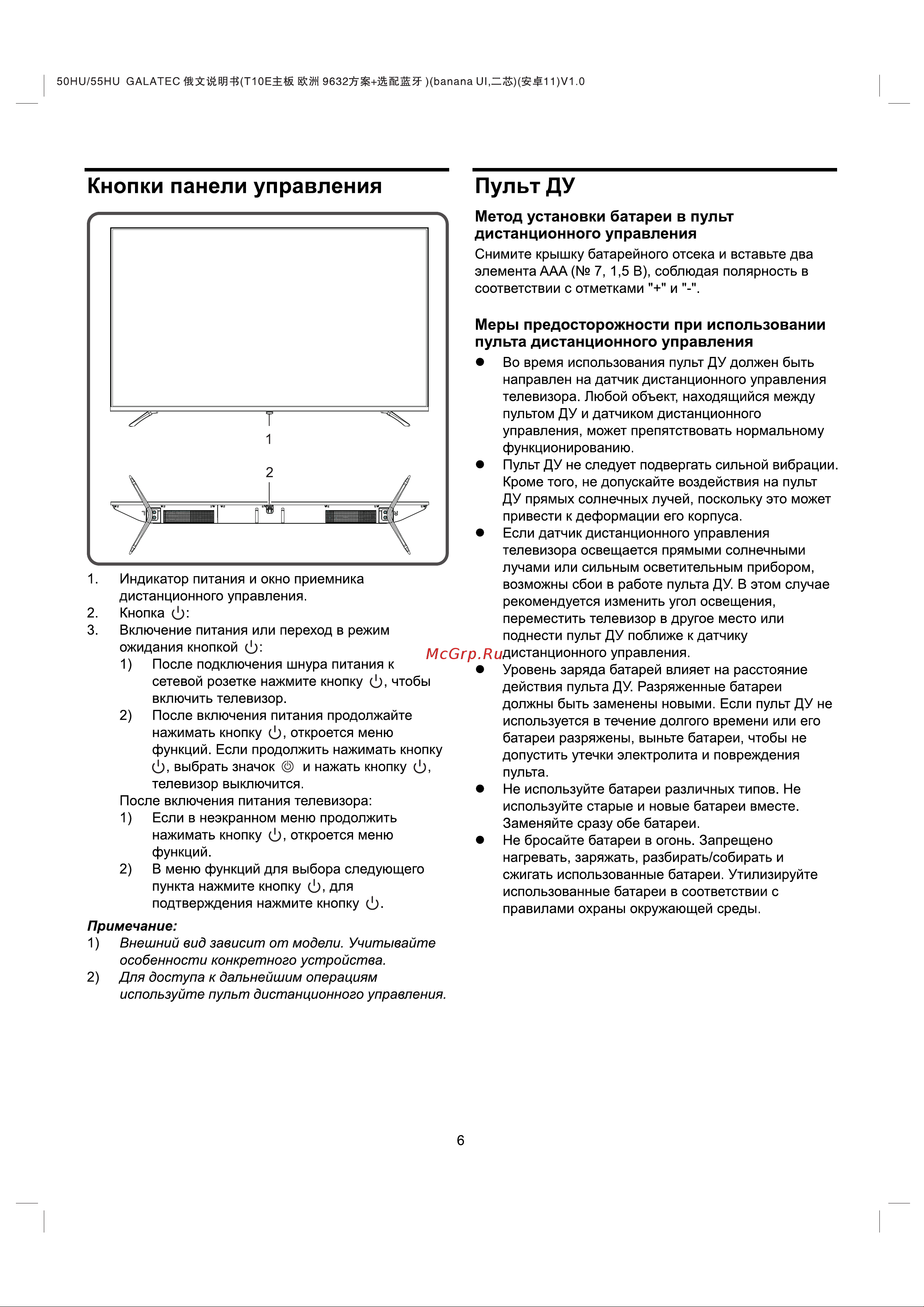 Galatec TVS-SU5501MLED Инструкция по эксплуатации онлайн [7/18] 813241