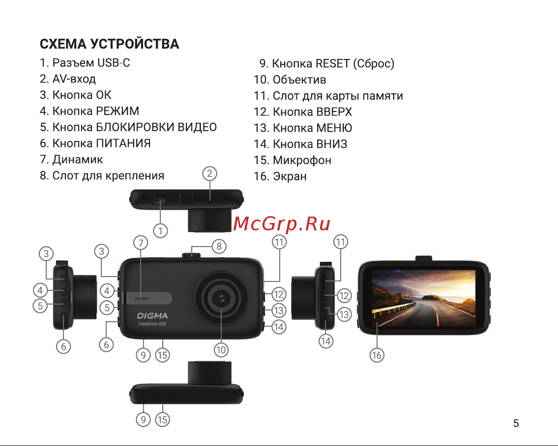 Digma FreeDrive 430 Инструкция по эксплуатации онлайн [5/16] 813594