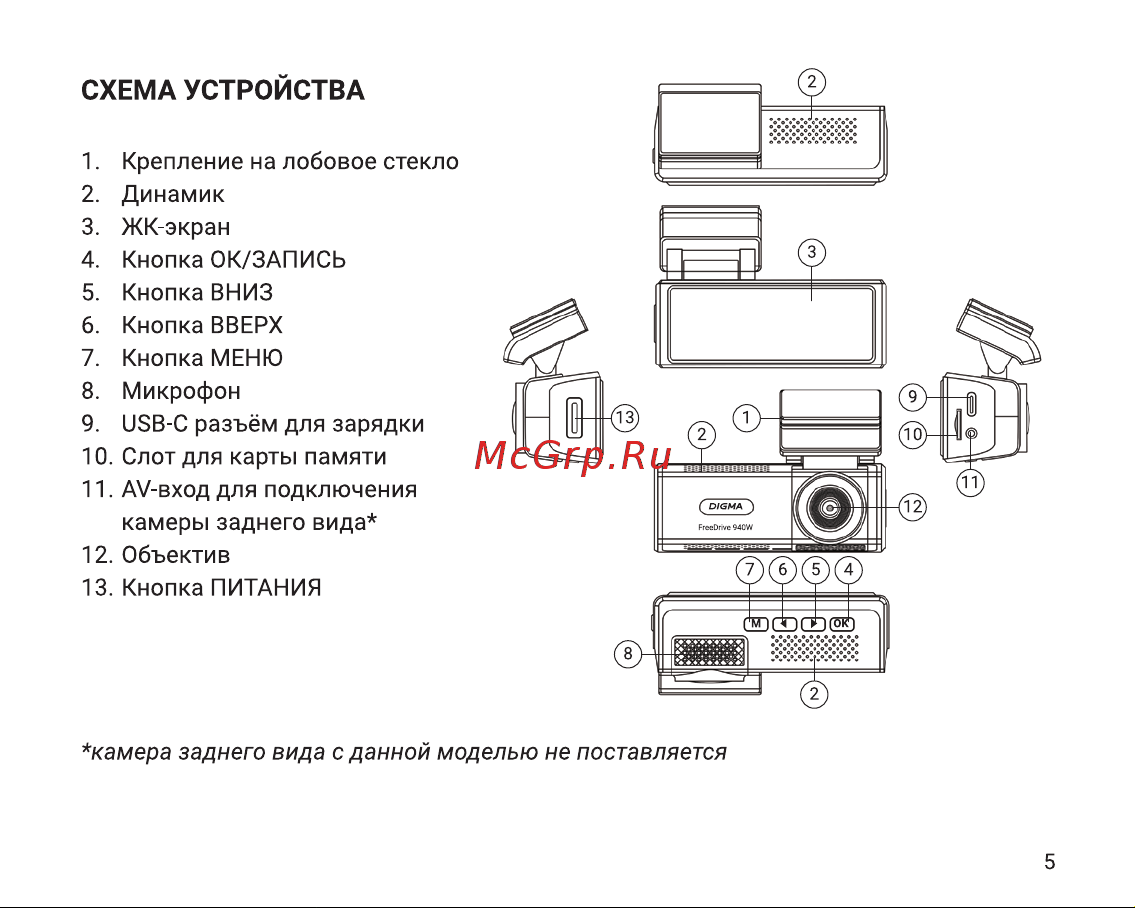 Digma FreeDrive 940W Инструкция по эксплуатации онлайн [5/12] 813607