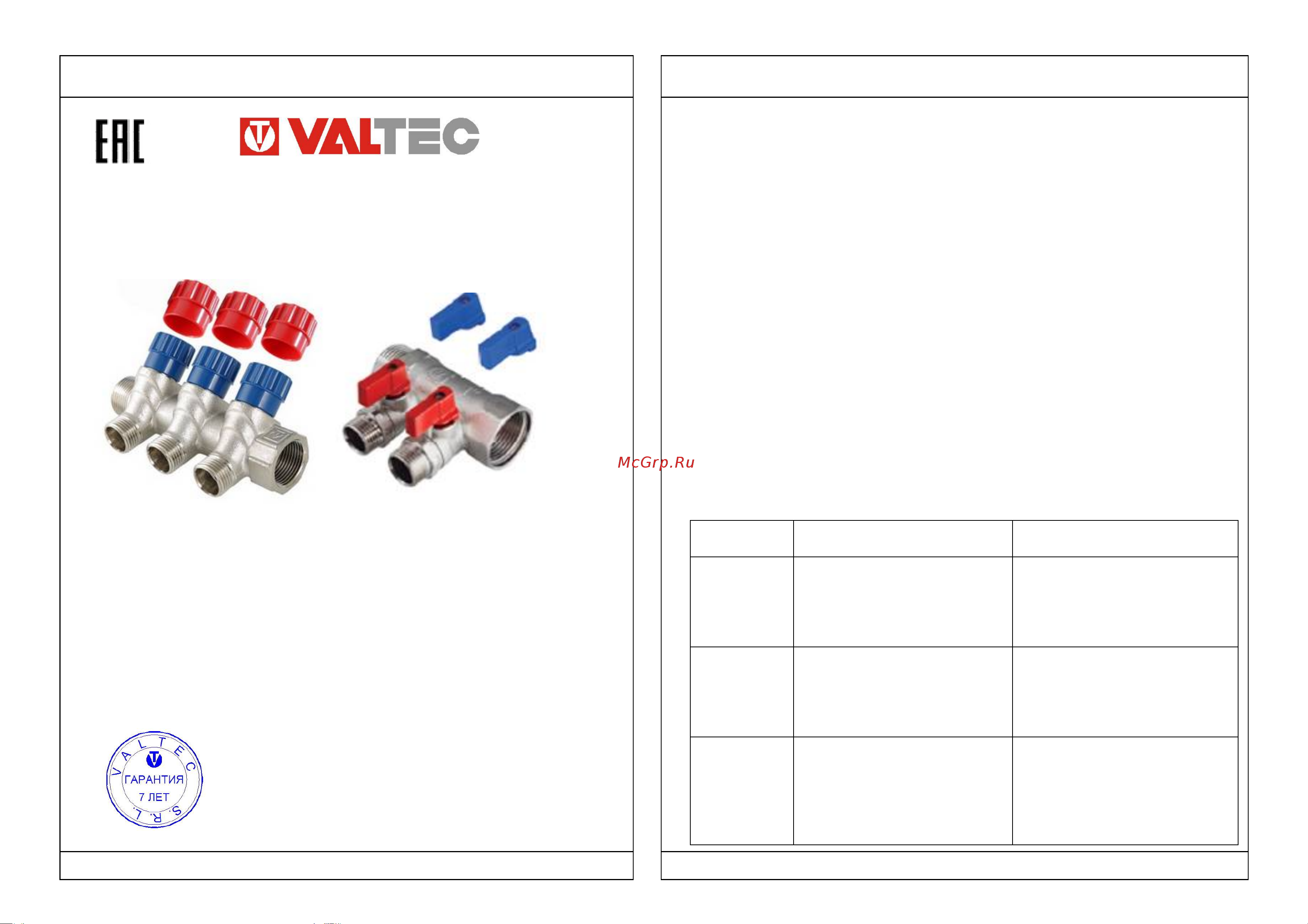 Valtec 1х3 выхода Евроконус 3/4