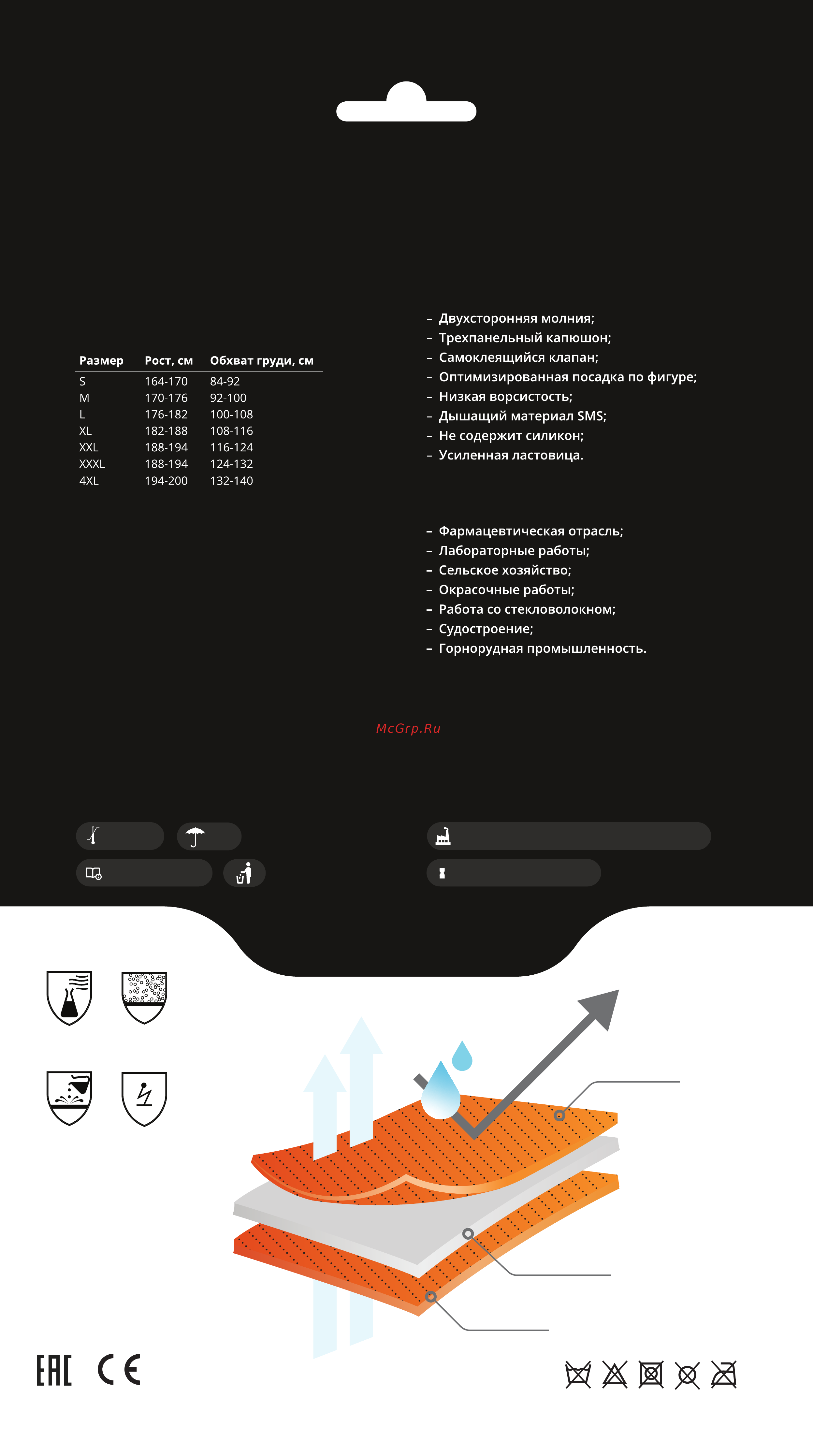 Jeta Safety размер XXL/54-56 JPC35-XXL Упаковочный лист к комбинезону JPC35 онлайн [2/2] 814617