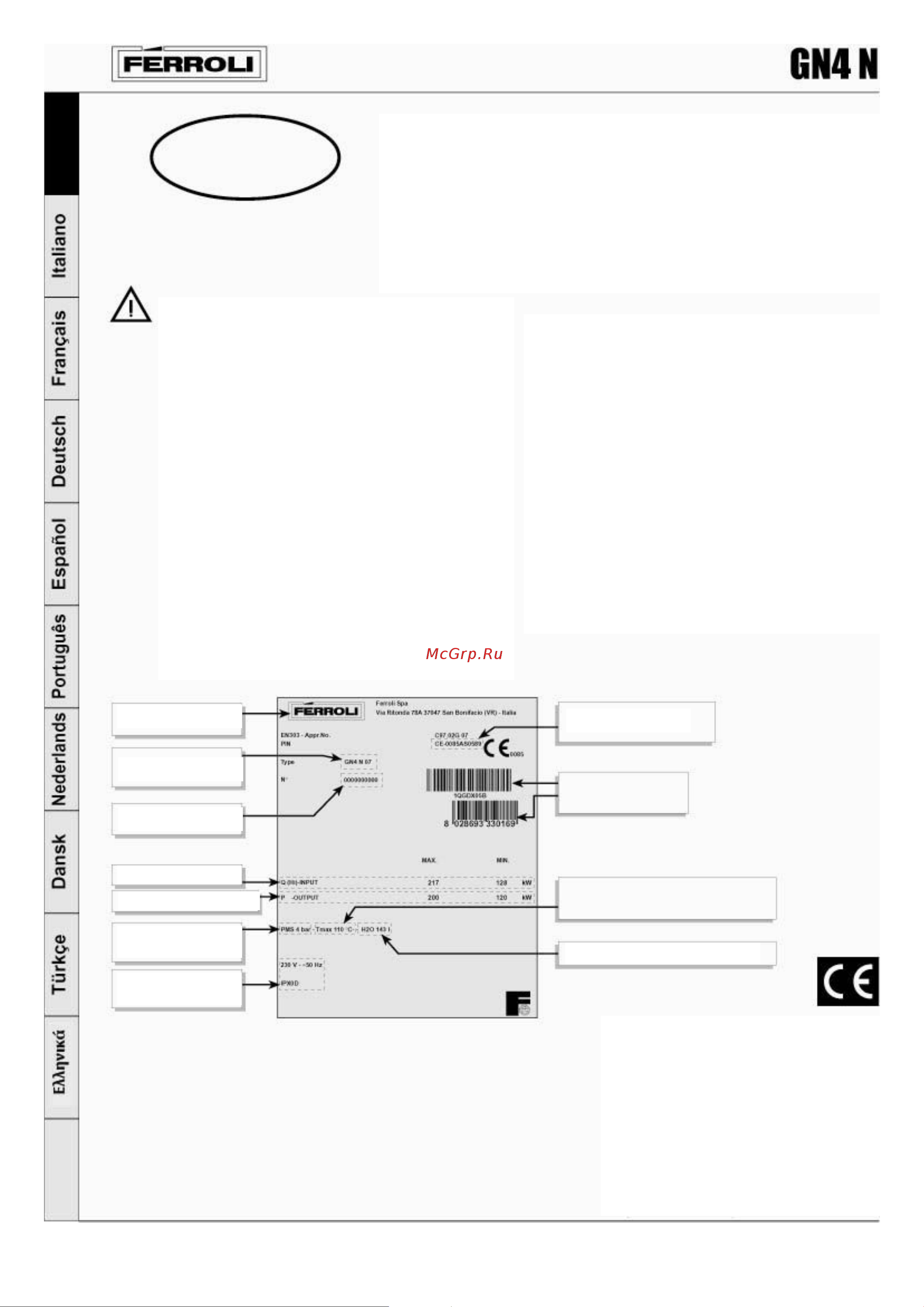 Ferroli GN 4 N 10 Инструкция к Ferroli GN 4 N 10 онлайн [3/8] 814706