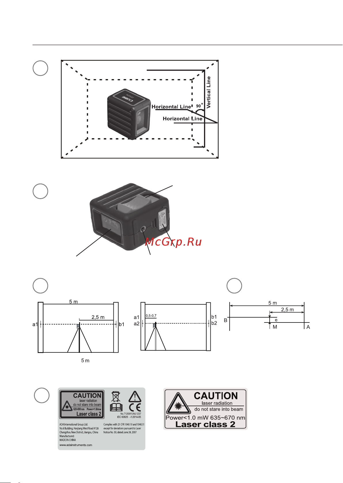 Ada : лазерный уровень Cube MINI Professional Edition + дальномер Cosmo MINI + очки VISOR RED Laser Glasses А00551 PDF-инструкция онлайн [2/36] 814952