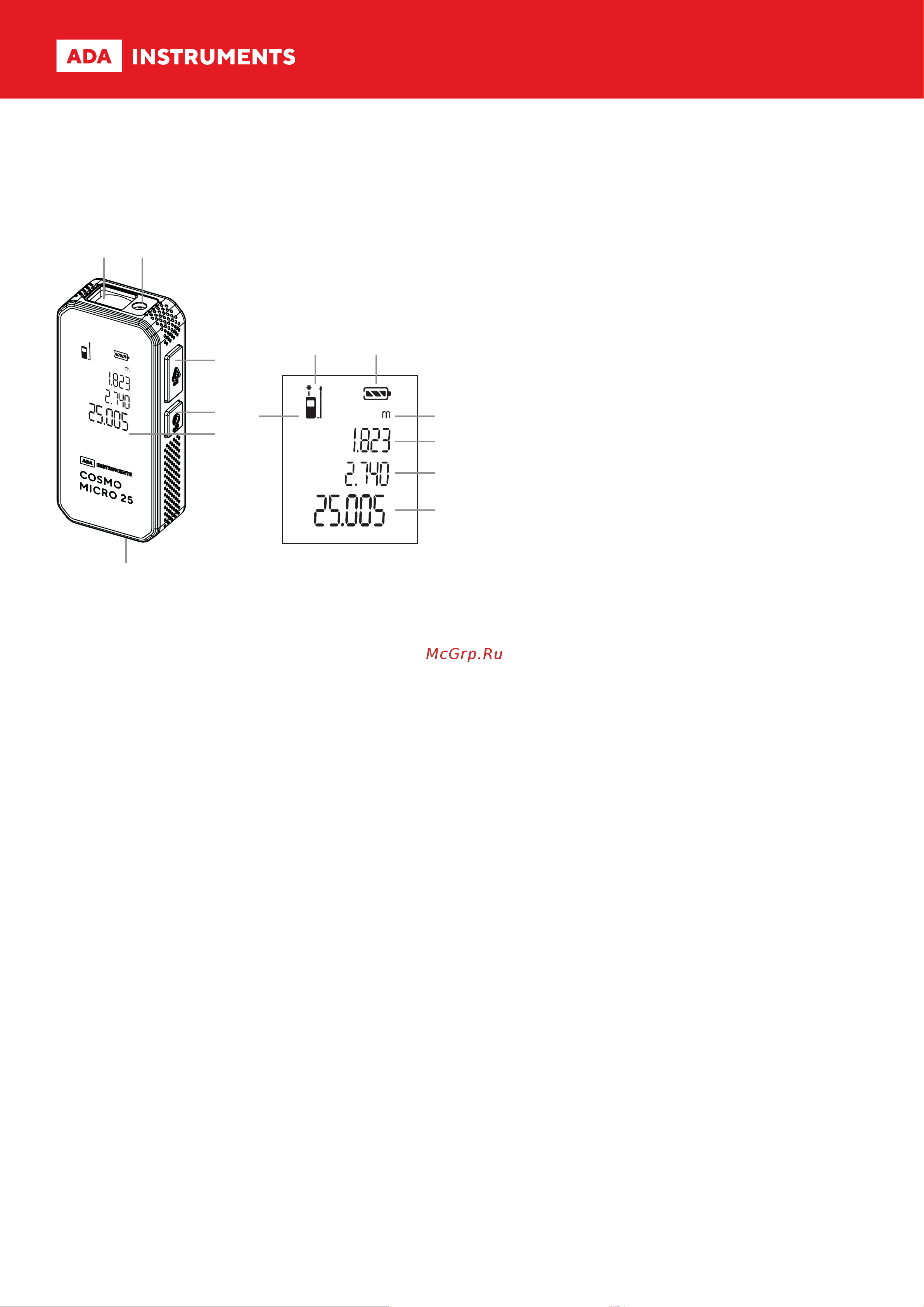 Ada : уровень Cube Mini Basic Edition + дальномер Cosmo Micro 25 А00690 manual онлайн