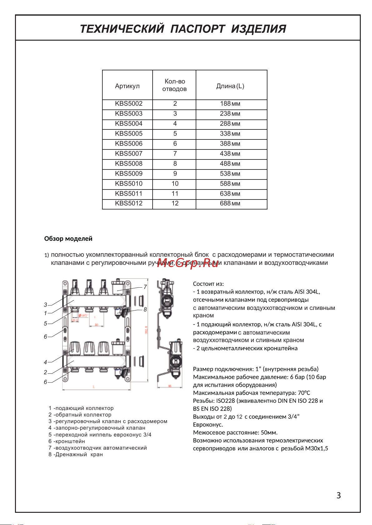 TIM : коллектор 7 выходов с расходомерами + смесительный узел JH-1035 + циркуляционный насос 25-60 130 + коллекторный фитинг - (до 90 кв.м.) KCS5007 + JH-1035+ AM-XPS25-6-130 Инструкция коллектор с расходомерами онлайн [3/6] 815109