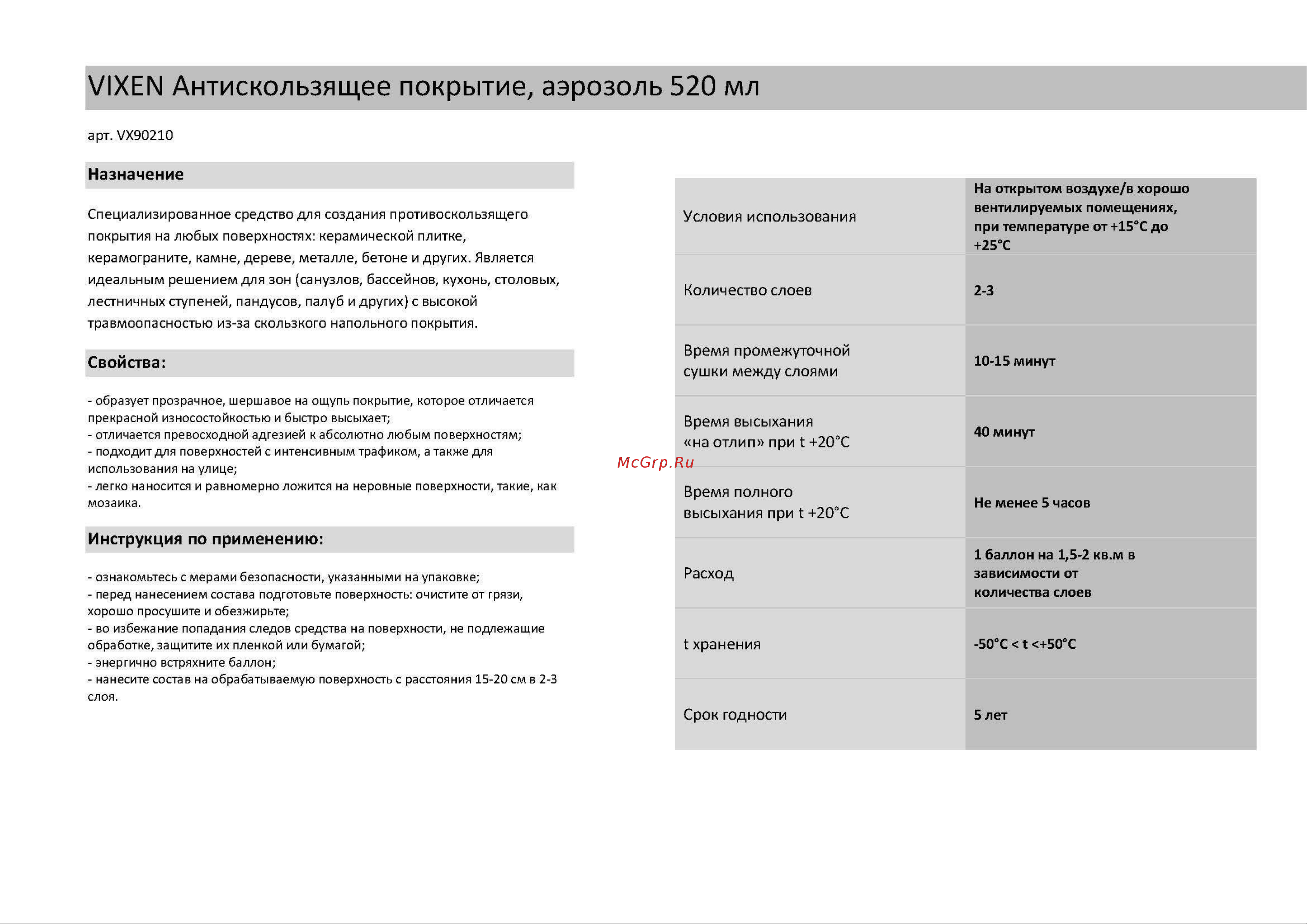 Vixen аэрозоль, 520 мл VX90210 Инструкция к товару онлайн