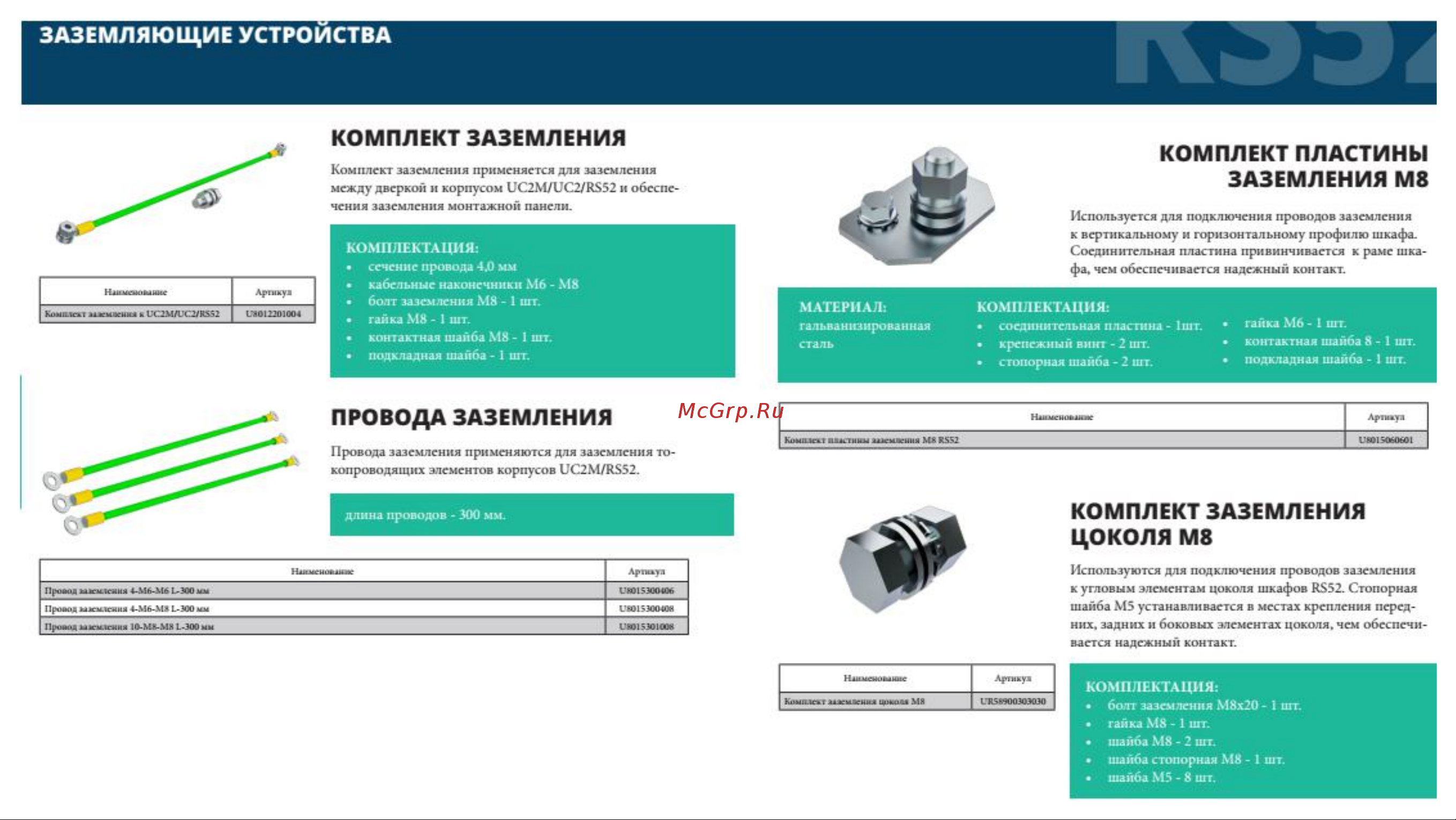 Узола М8 RS52 U8015060601 страница каталога онлайн