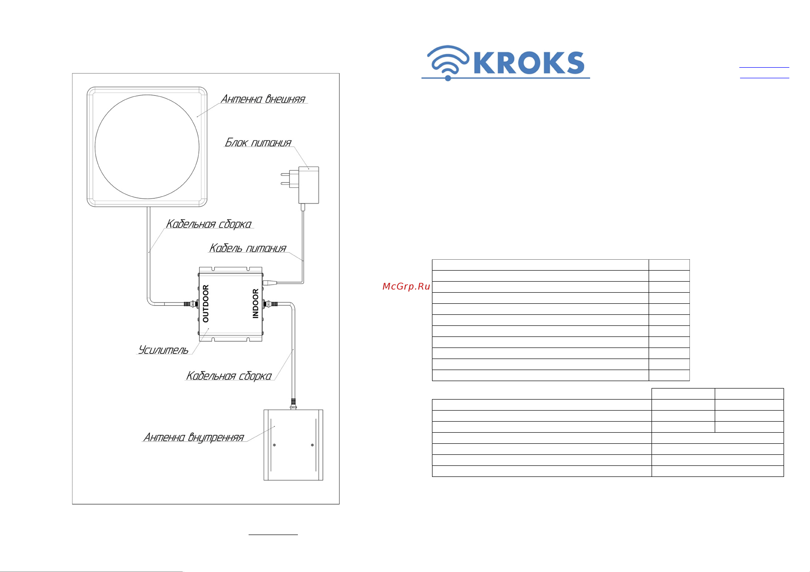 Kroks LTE1800, GSM1800 KRD-1800 с GSM антеннами 14дБ и 7дБ+репитер 2297 Комплект усиления KRD-1800 онлайн