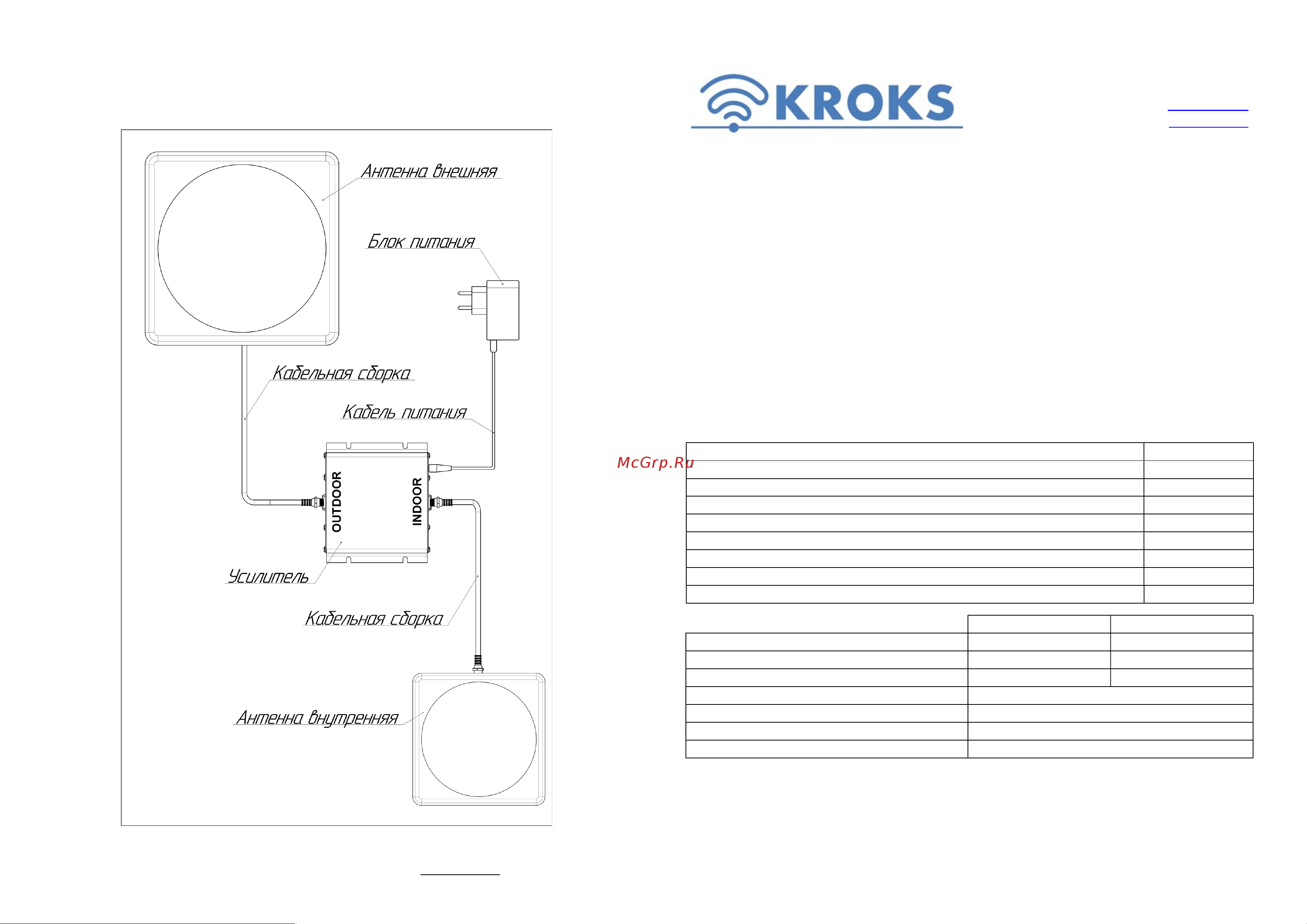 Kroks GSM900 и 3G KRD-900/2100 с антеннами 10 дБ и 15 дБ+репитер 1646 Паспорт. Комплект усиления KRD-900/2100 онлайн