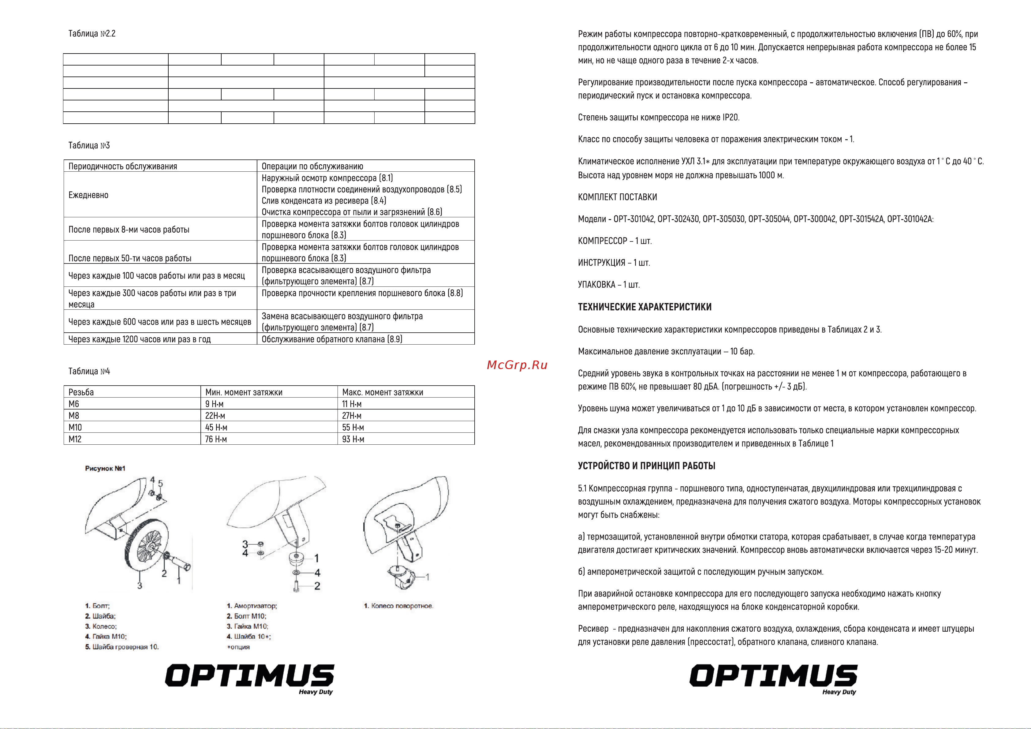 Optimus 420 л/мин, 2.2 кВт, 220 В, ресивер 100 л hd OPT-301042 Инструкция онлайн [3/8] 816049
