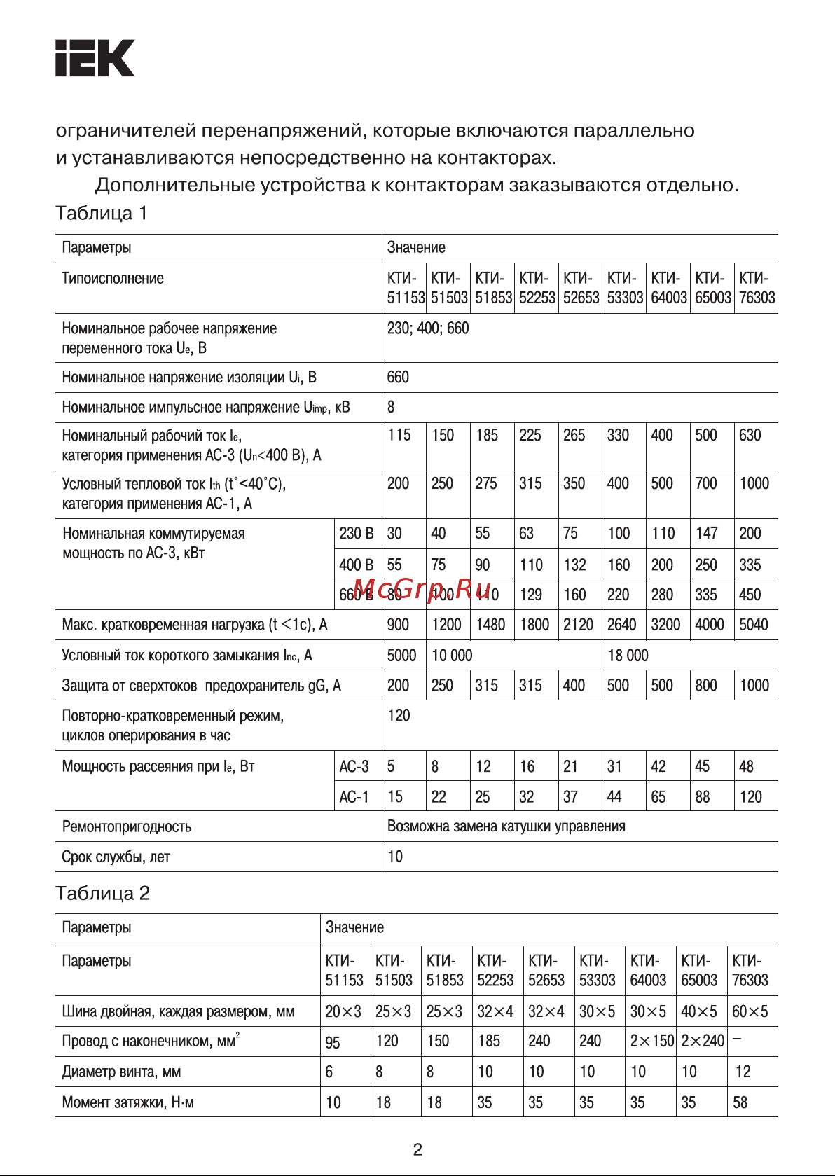 Iek КТИ-51503 150А, 230В/АСЗ KKT53-150-230-10 Инструкция к товару онлайн [2/7] 816374
