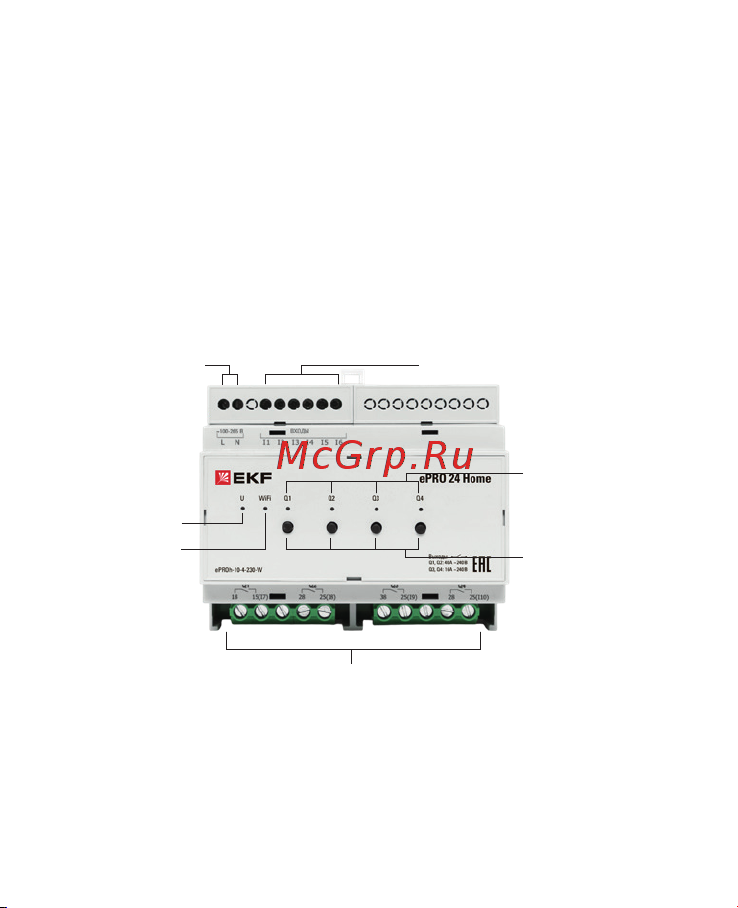 EKF ePRO 24 6входоввыхода 230В WiFi Home ePRO-h-10-4-230-W Паспорт онлайн [7/12] 816503