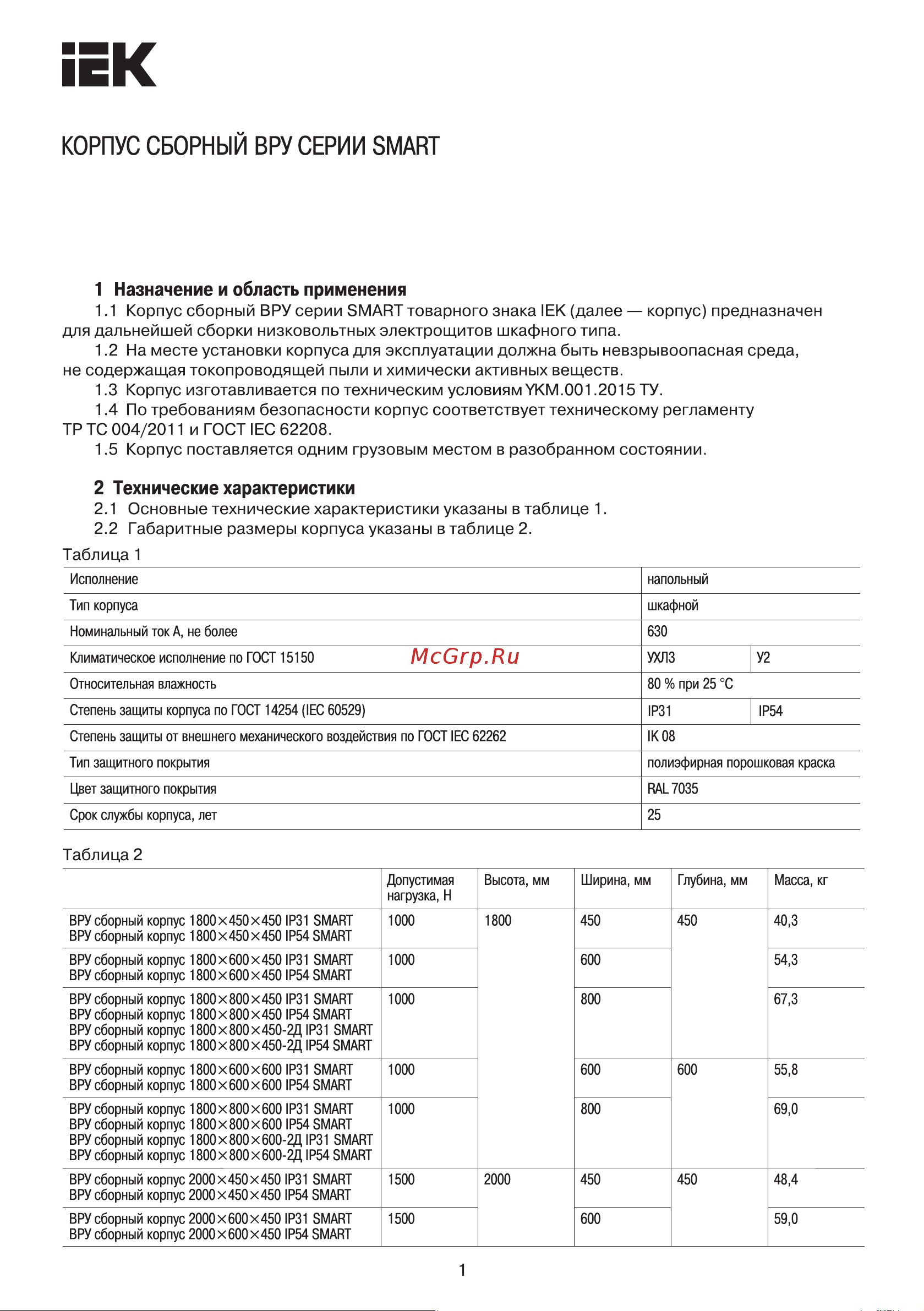 Iek ВРУ SMART, сборный, 2000х600х450, IP31, YKM50-2000-600-450 Инструкция к товару онлайн