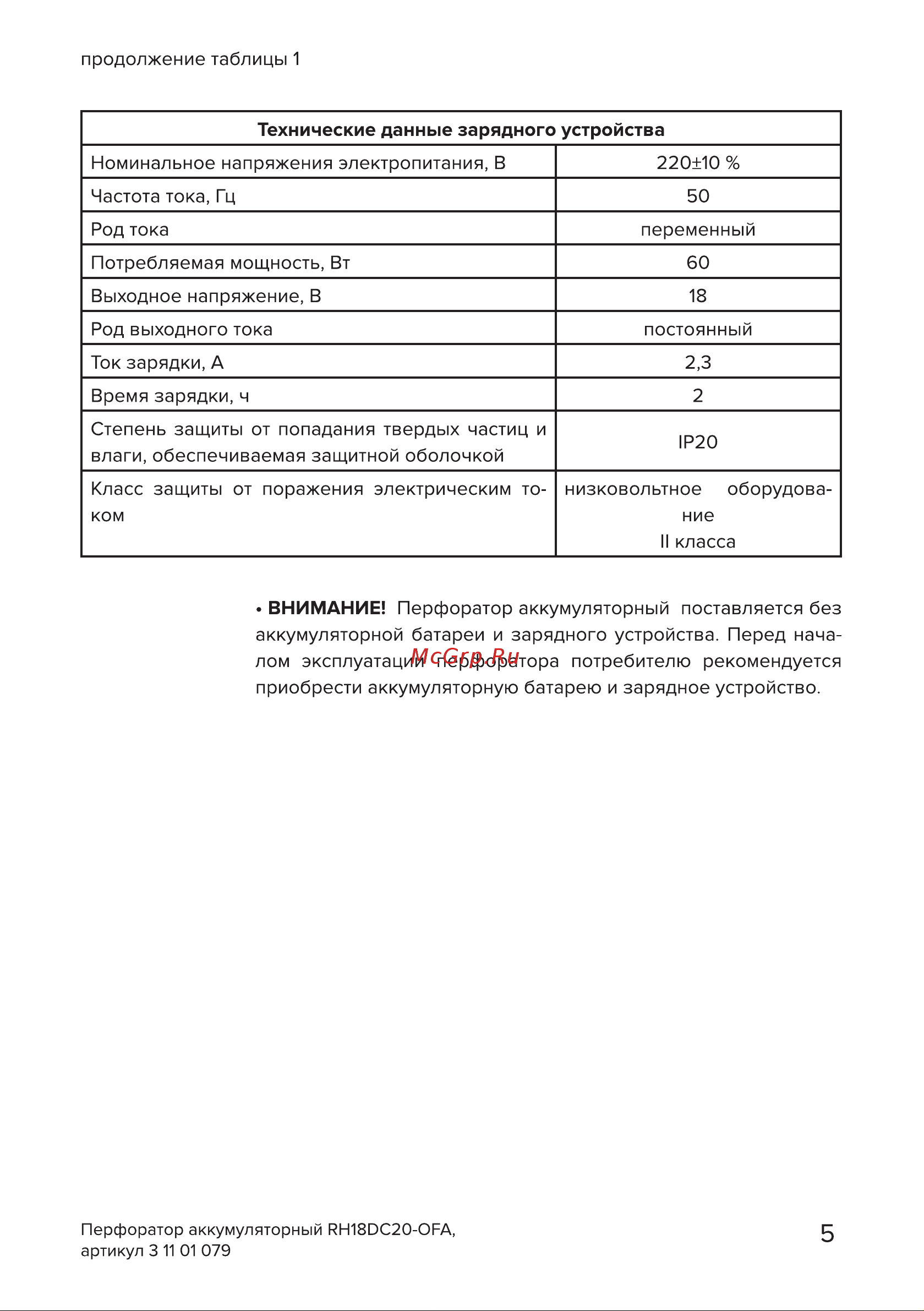 Кратон RH18DC20-OFA без АКБ и ЗУ 3 11 01 079 Инструкция по эксплуатации онлайн [5/38] 817421