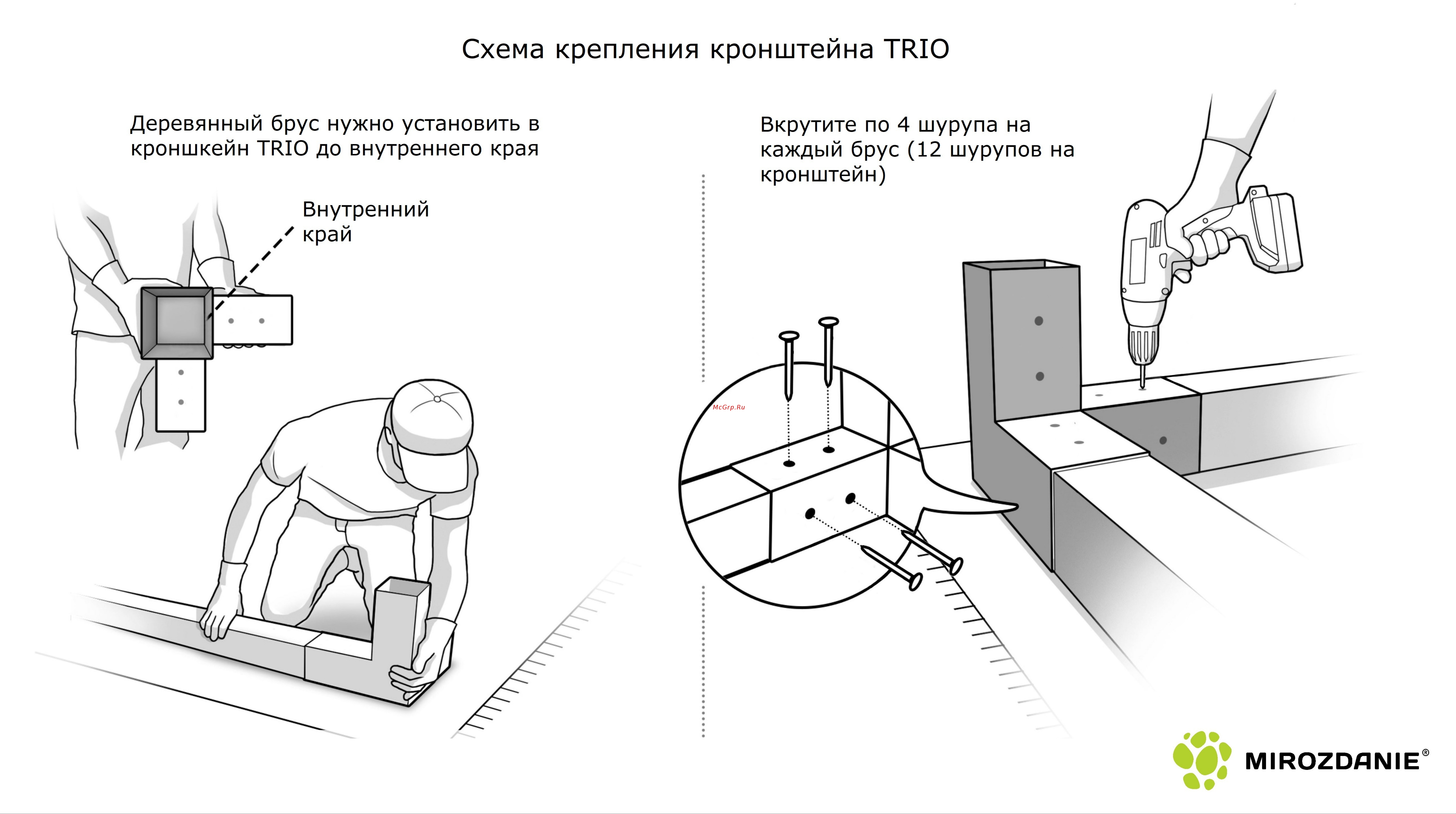 MIROZDANIE TRIO графит, 2 шт. 1002 Схема крепления онлайн
