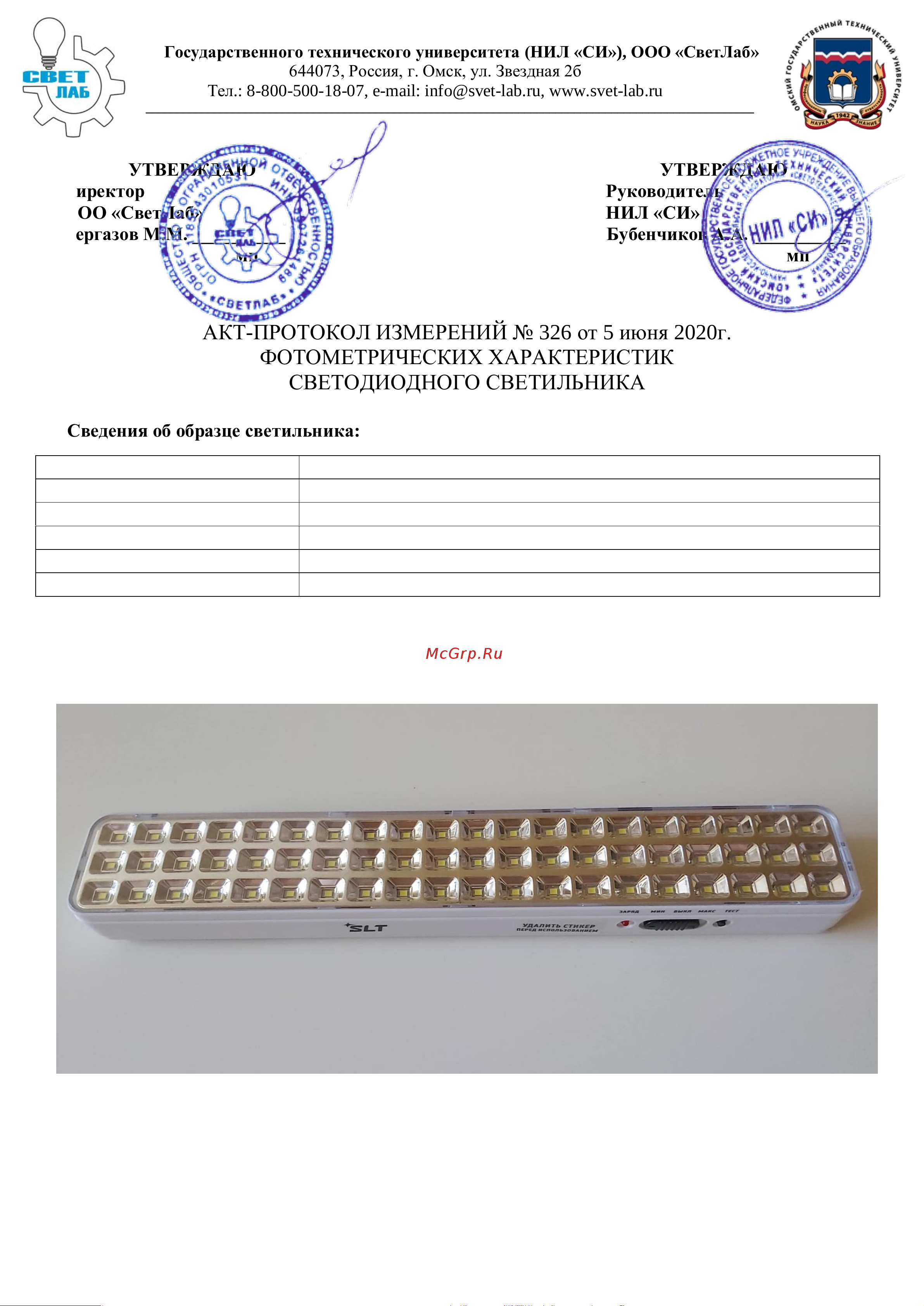 SLT KL-60 10047 Фотометрические характеристики KL-60(A) онлайн