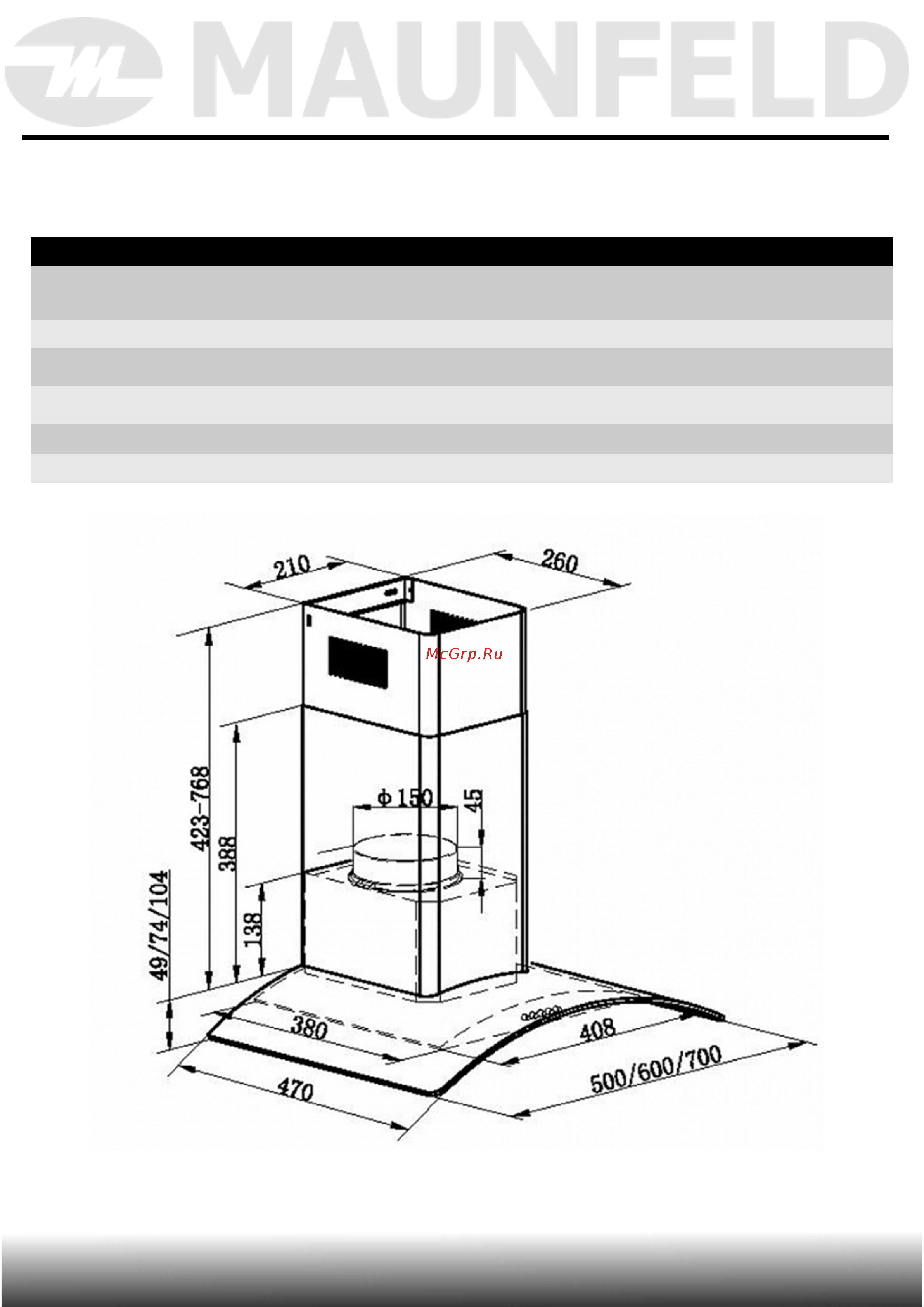 Maunfeld Кухонная вытяжка  Ancona PlusA 50 нержавеющая сталь Инструкция к MAUNFELD Ancona PlusA 50 Inox Glass Transparent онлайн [5/19] 818113