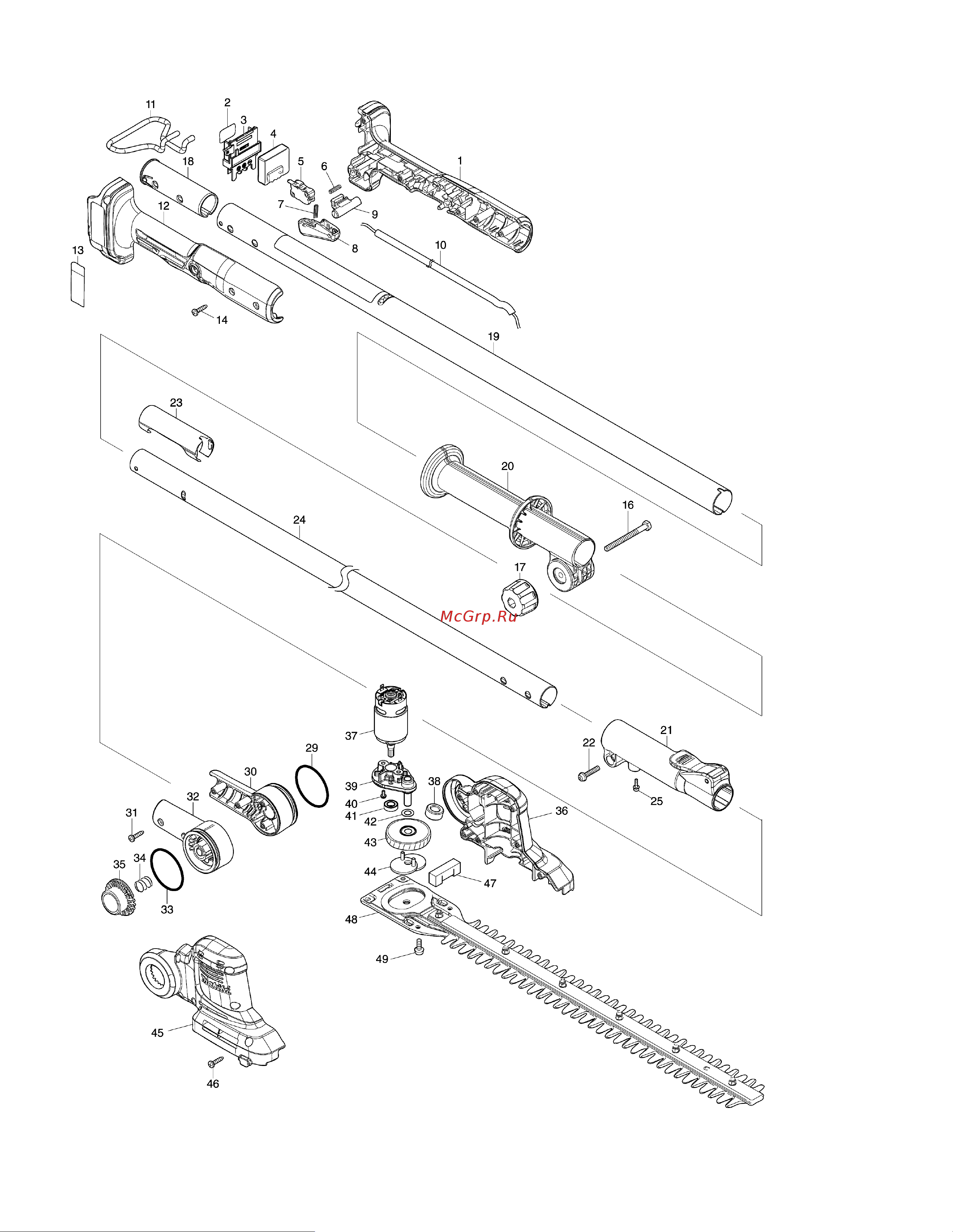 Makita DUN461WSF Деталировка онлайн