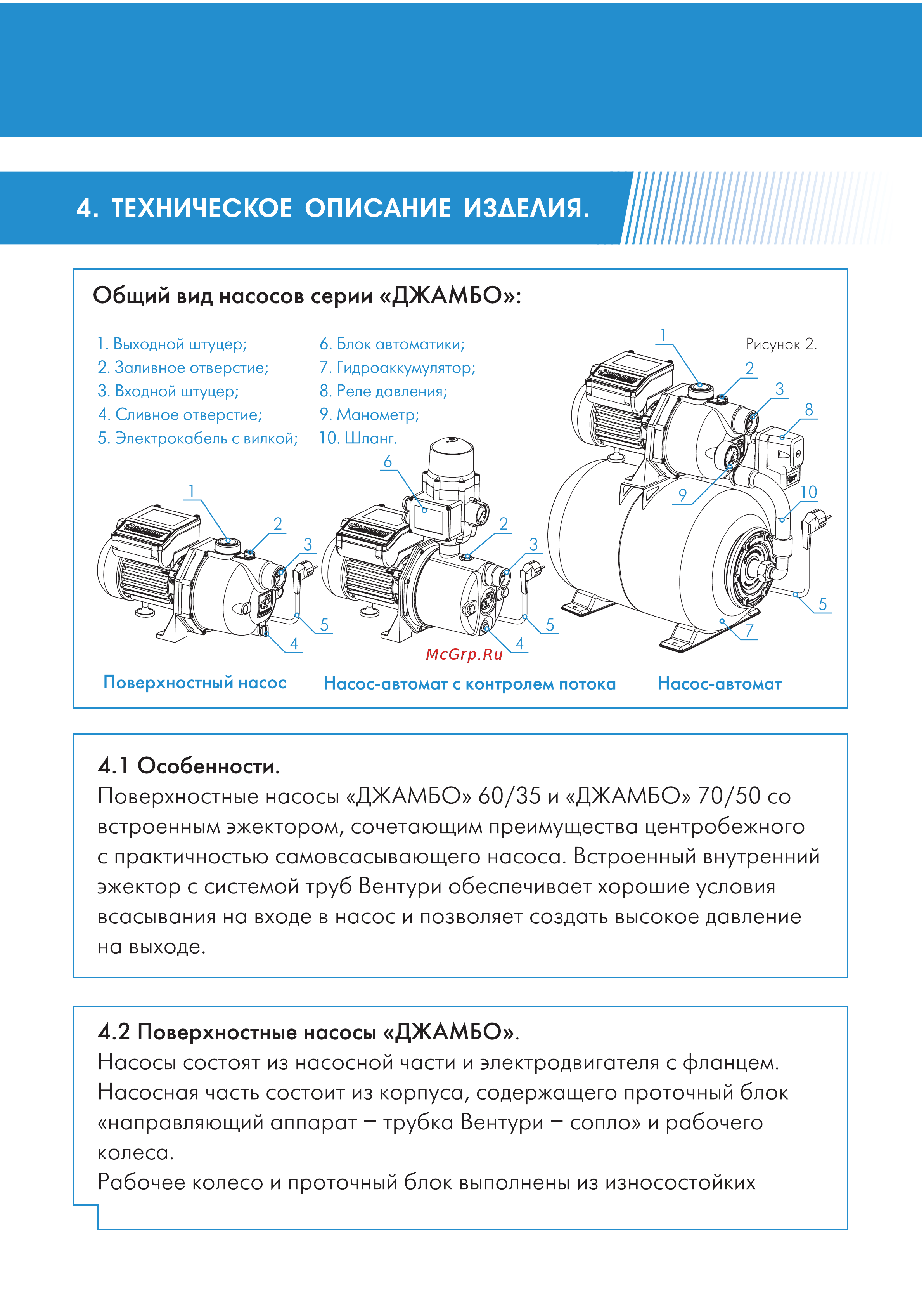 Джилекс Джамбо 70/50 Н-50 Н 4756 Инструкция к Джилекс Джамбо 70/50 Н-50 Н 4756 онлайн [7/29] 819443