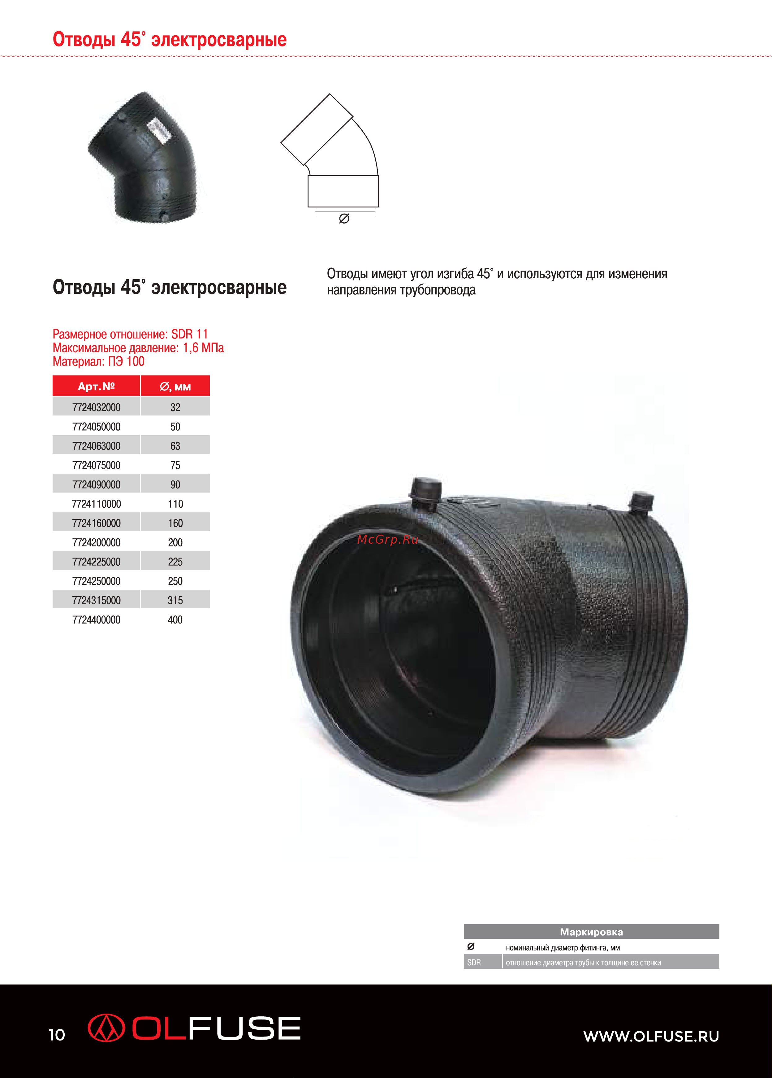 OLFUSE 90 pn16 sdr11 pe100 d110, 771716110 Каталог онлайн [10/36] 819500
