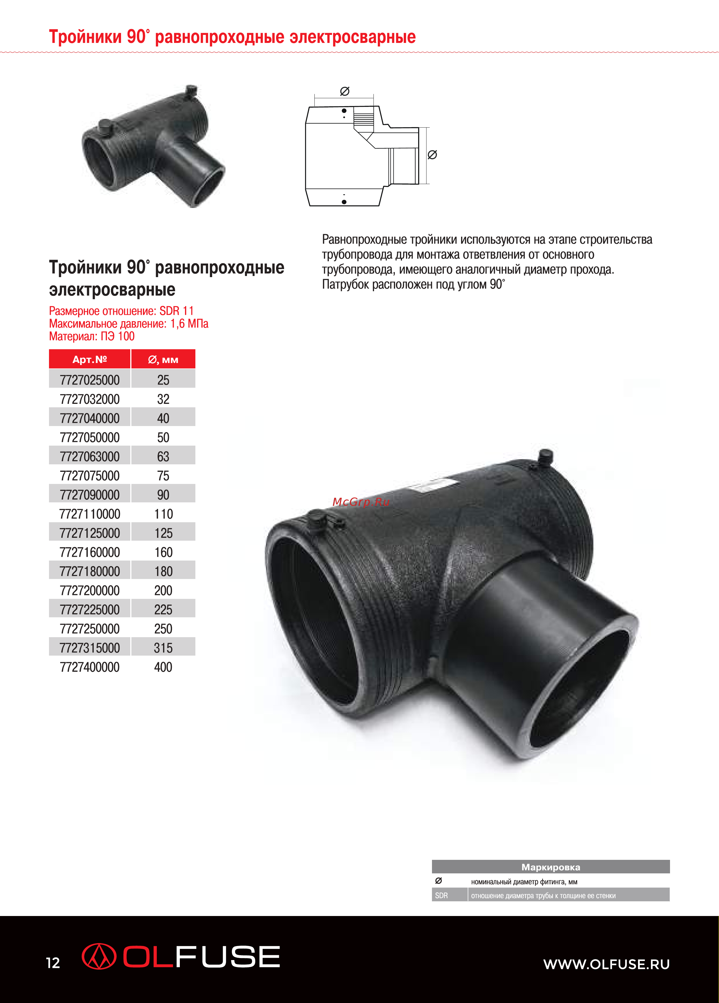 OLFUSE 90 pn16 sdr11 pe100 d110, 771716110 Каталог онлайн [12/36] 819500