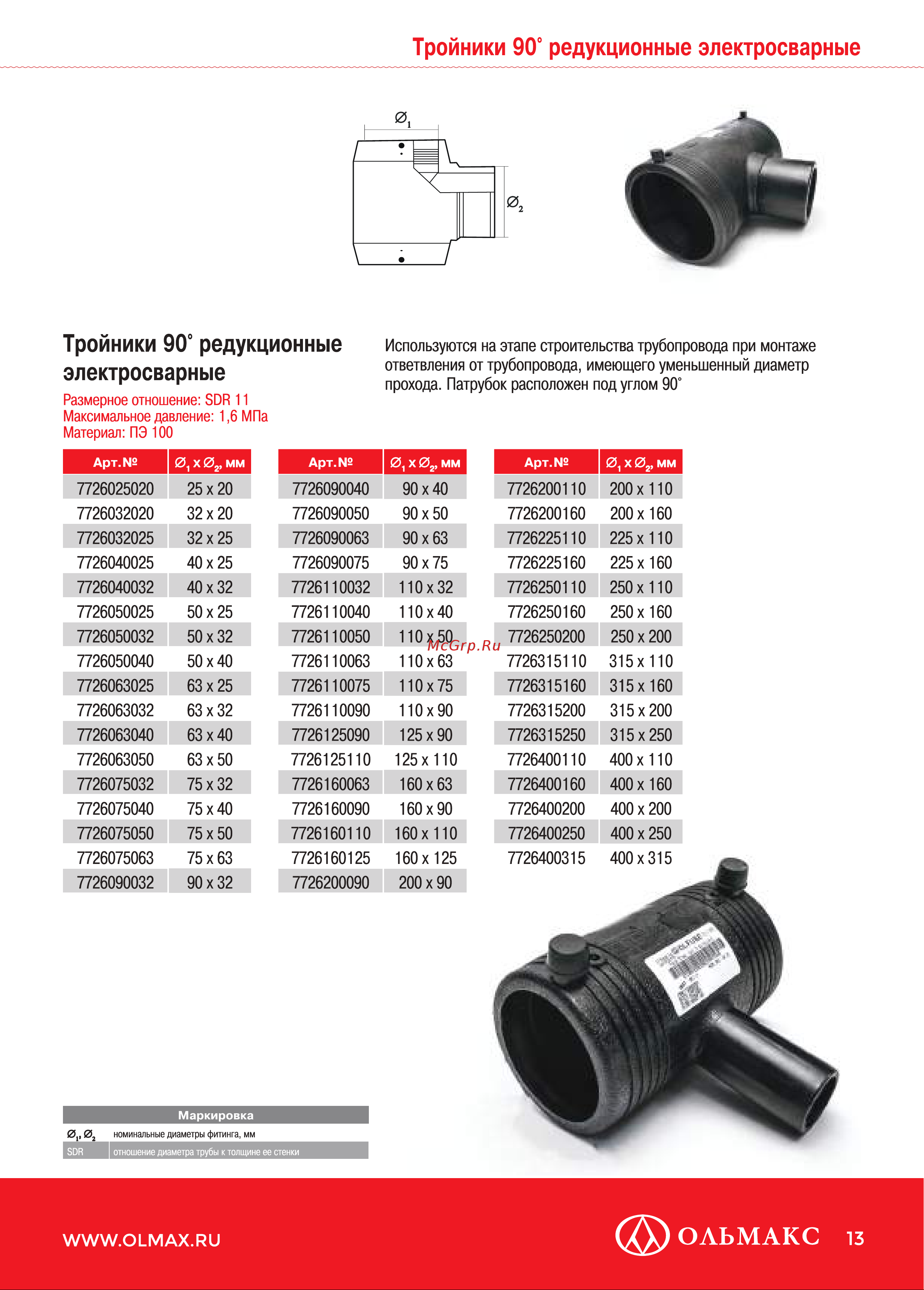 OLFUSE 90 pn16 sdr11 pe100 d110, 771716110 Каталог онлайн [13/36] 819500