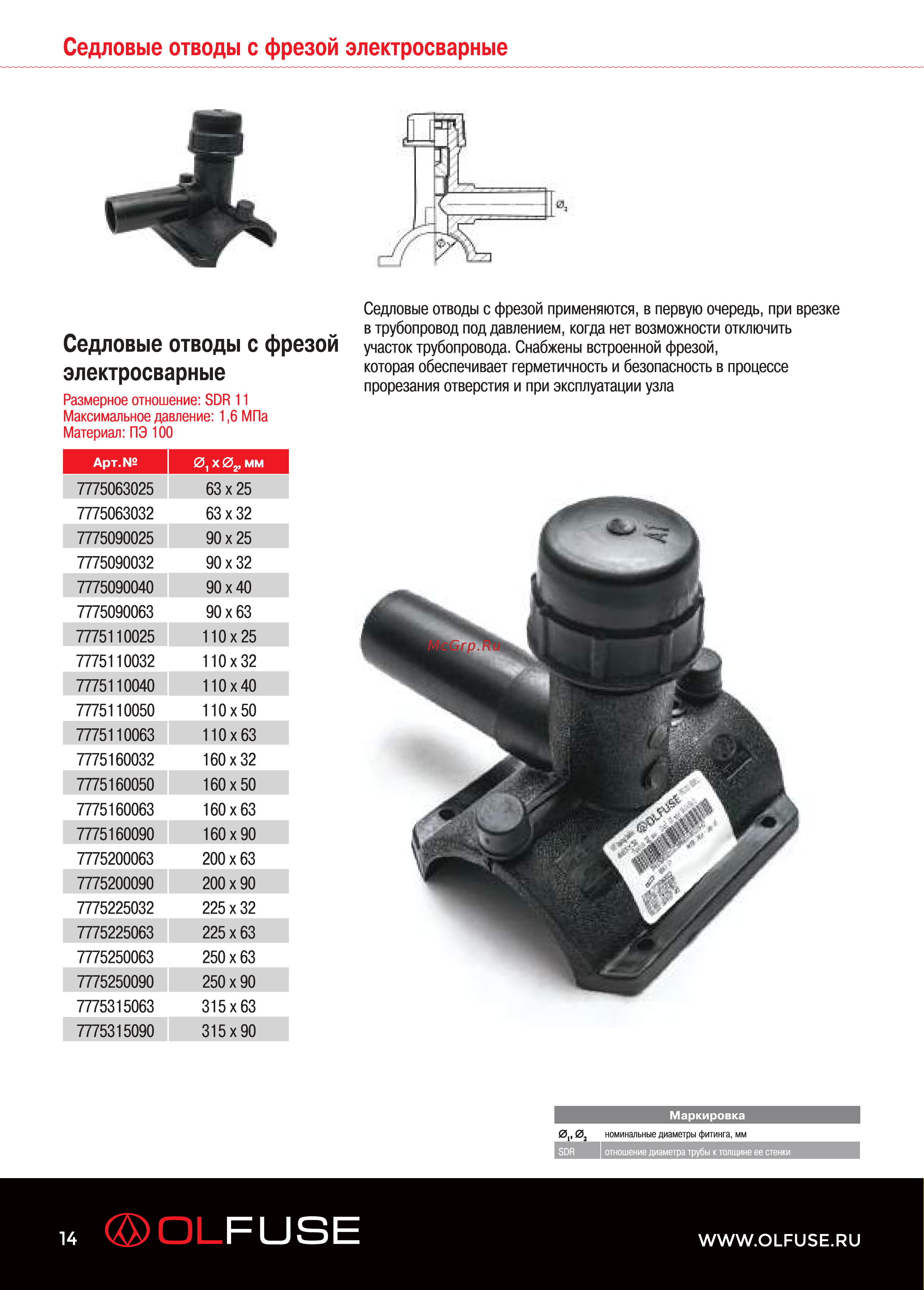 OLFUSE 90 pn16 sdr11 pe100 d110, 771716110 Каталог онлайн [14/36] 819500