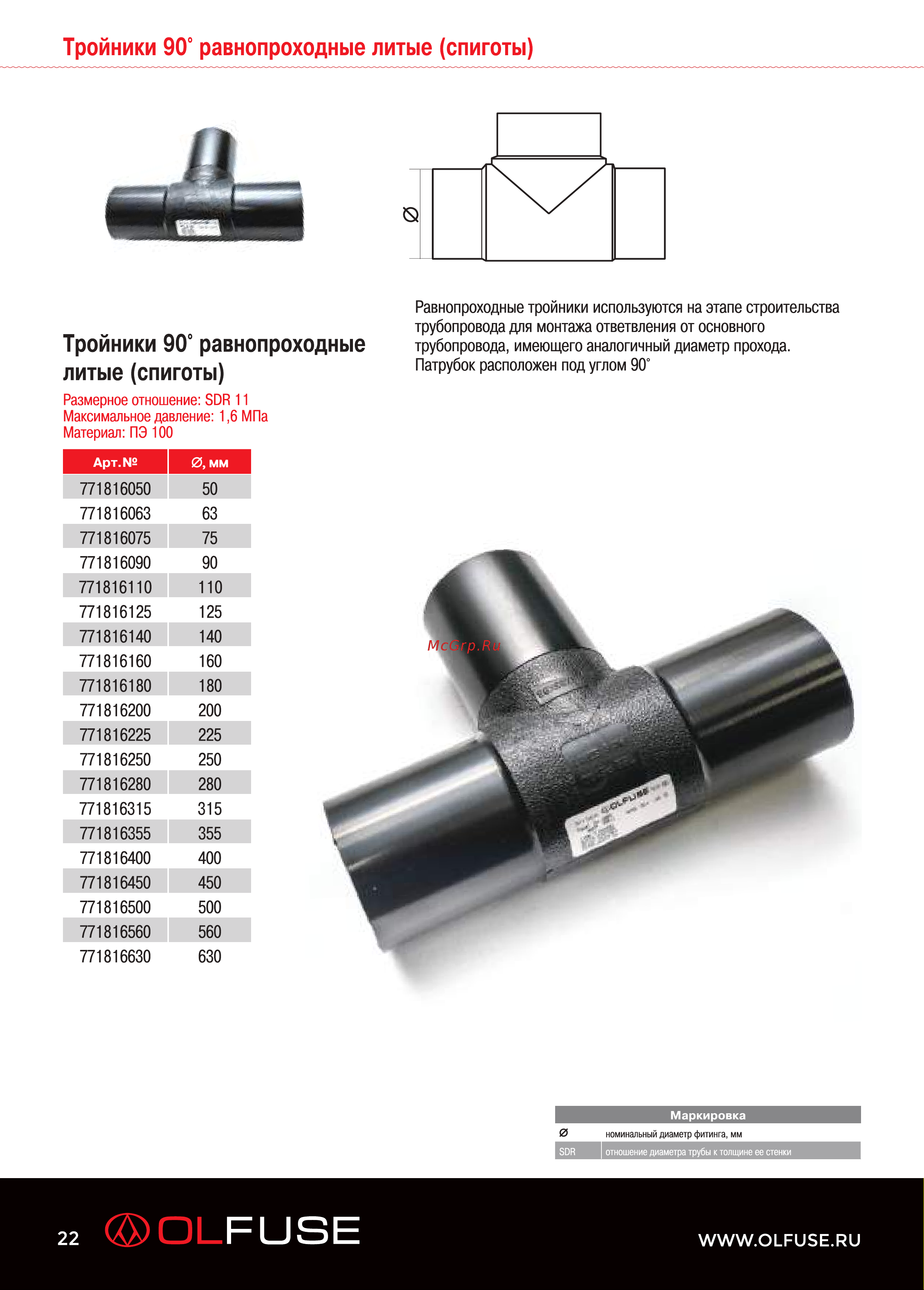 OLFUSE 90 pn16 sdr11 pe100 d110, 771716110 Каталог онлайн [22/36] 819500
