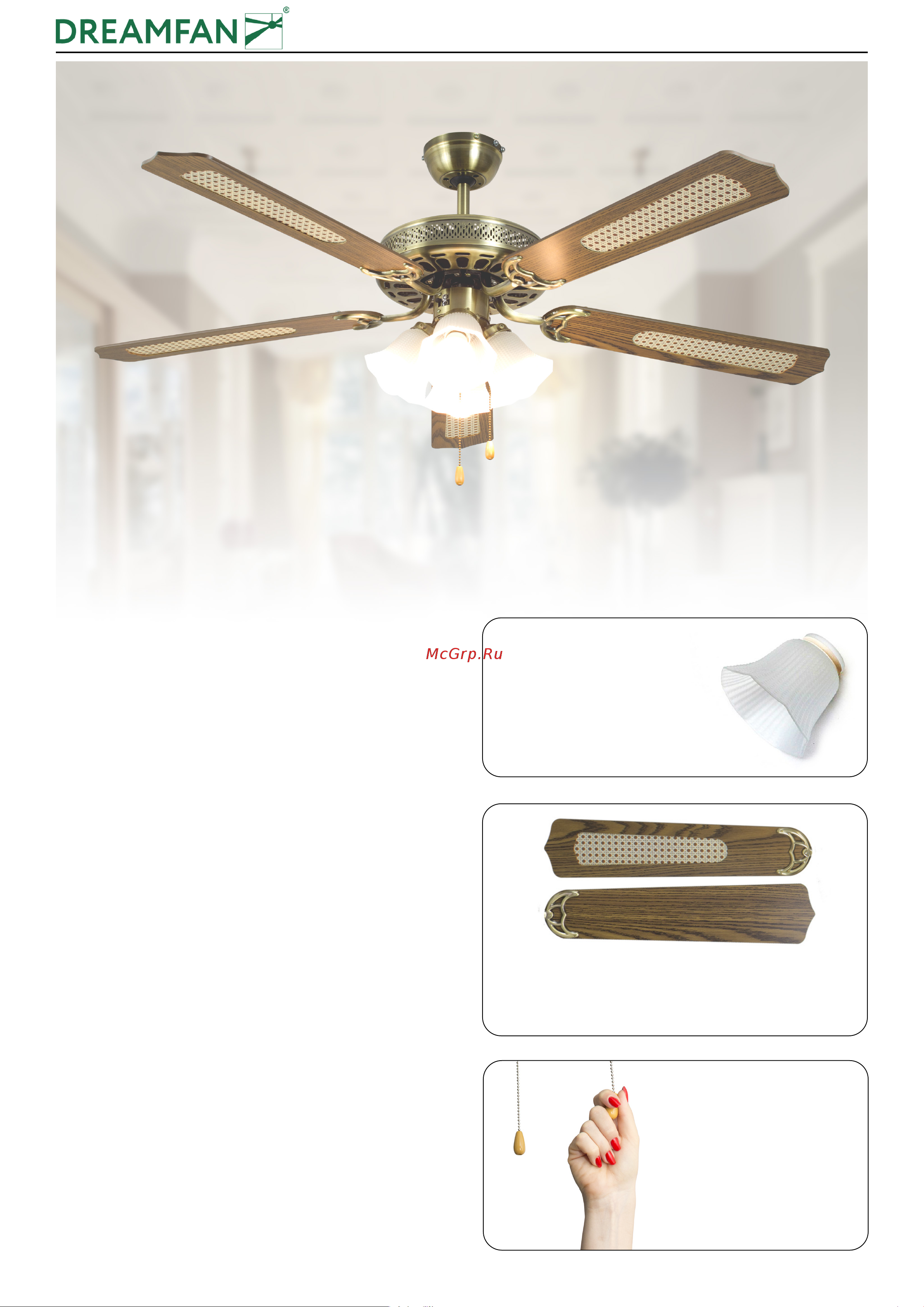 Dreamfan Classic 132 63132DFN Техническое описание люстры вентилятора Classic 132 онлайн
