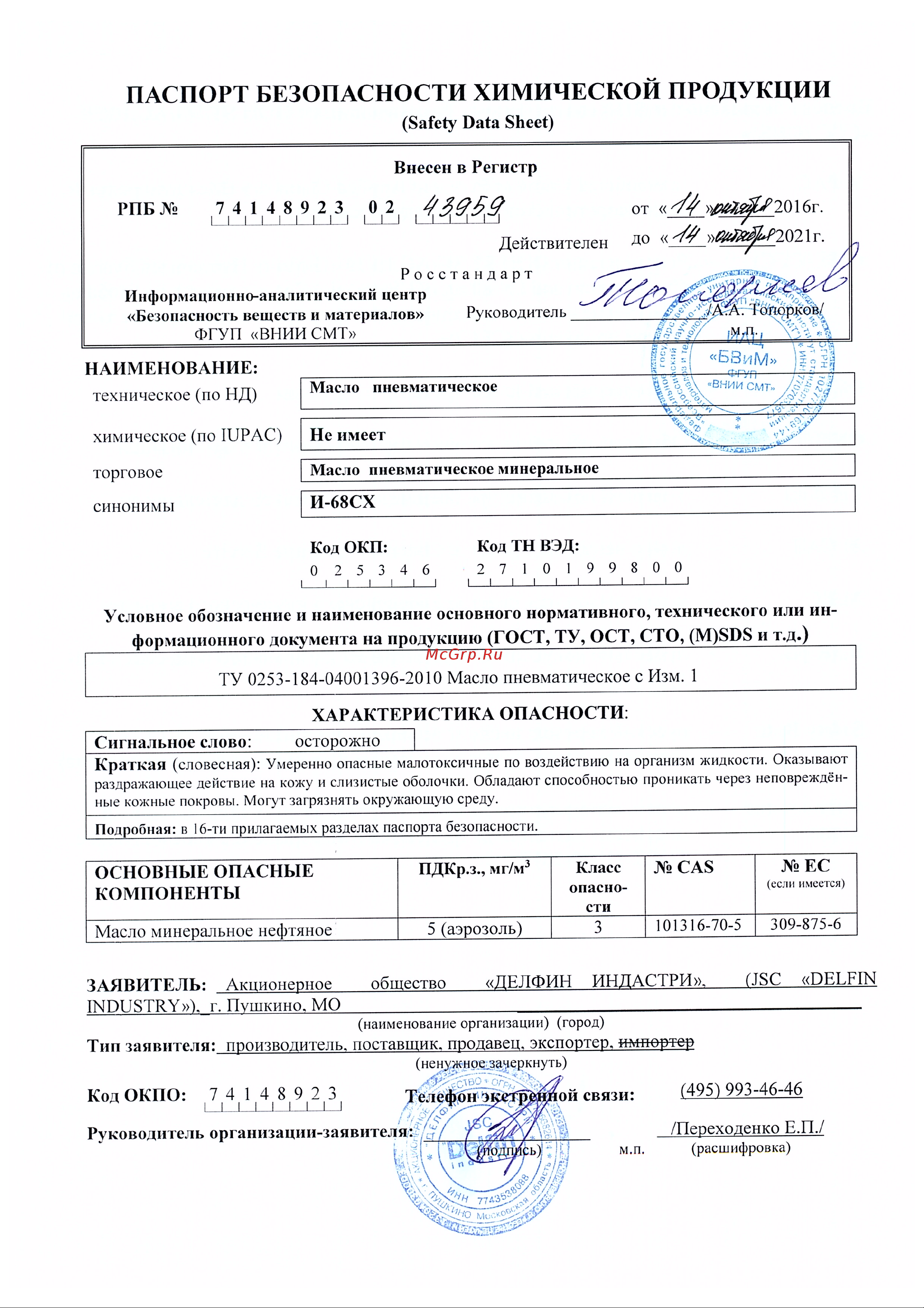 Patriot Pneumatic WH45 (0.946 л) Паспорт онлайн