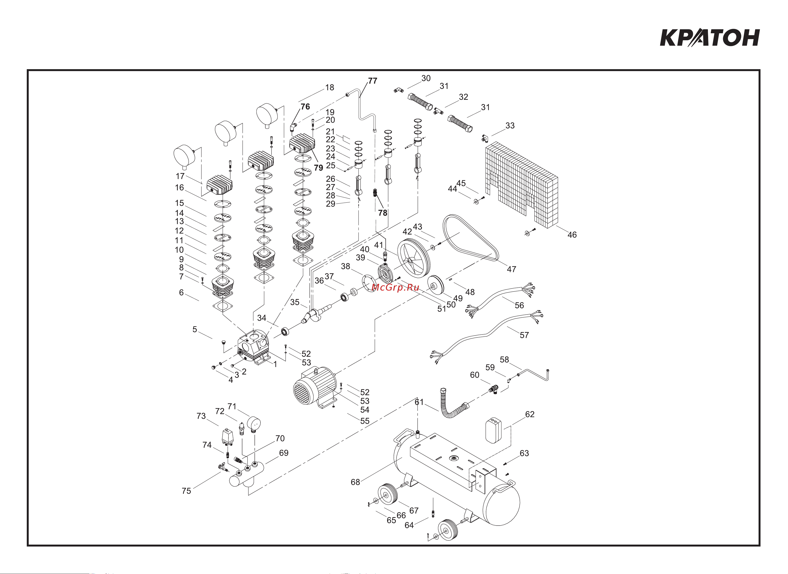 Кратон AC-630-300-BDW 3 01 01 044 Схема сборки Кратон Компрессор AC-630-300-BDW 3 01 01 044 онлайн