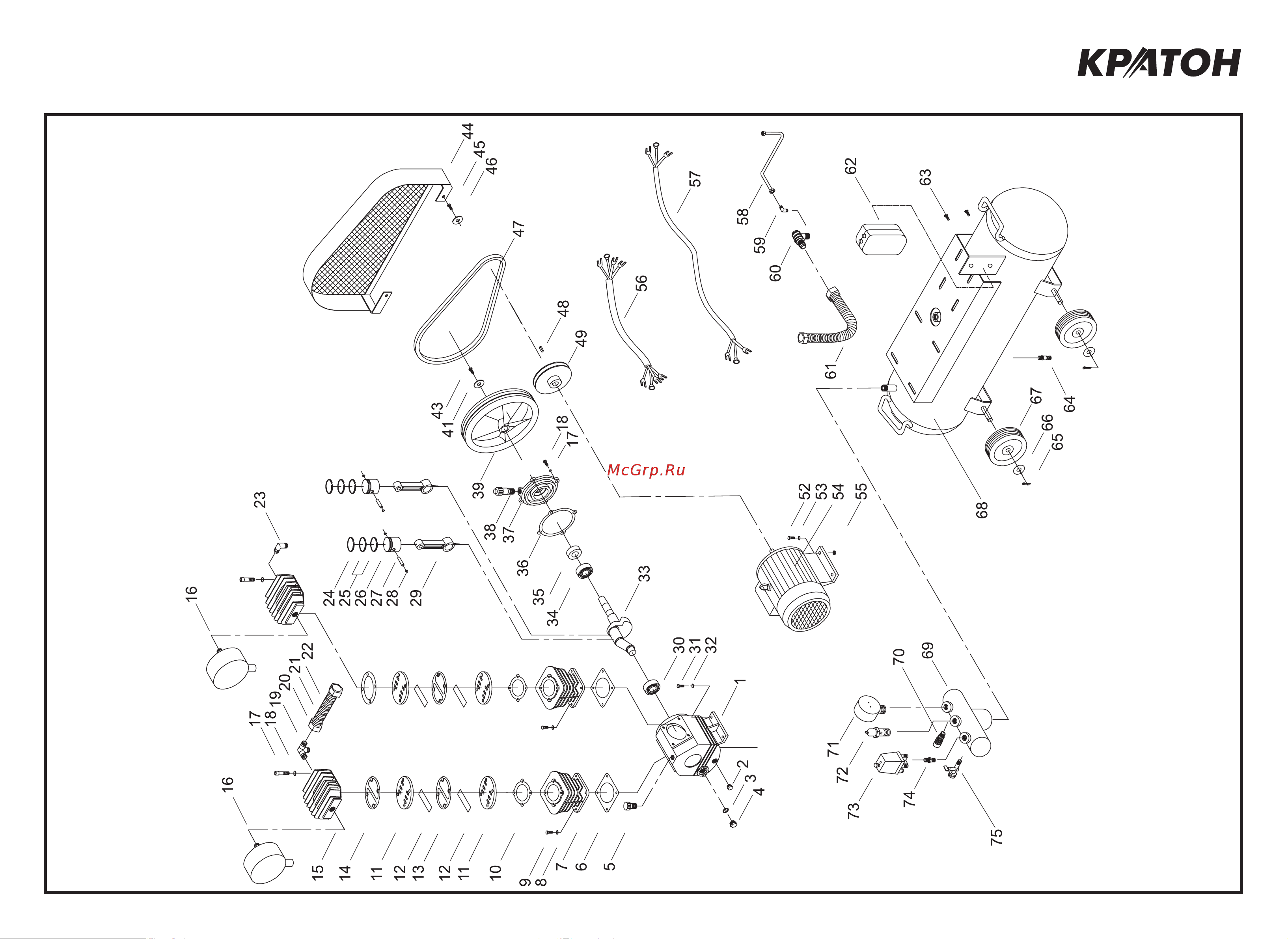 Кратон AC-850-300-BDV 3 01 01 045 Схема сборки Кратон Компрессор AC-850-300-BDV 3 01 01 045 онлайн
