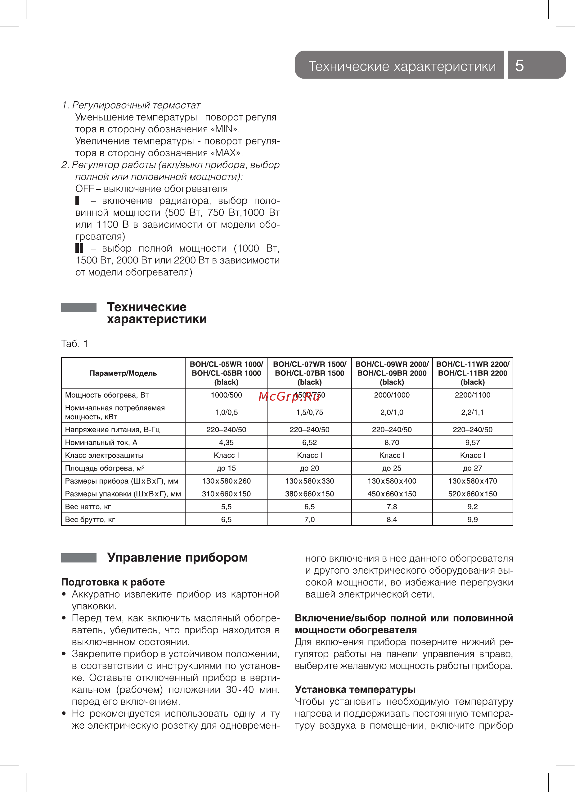 Ballu BOH/CL-07WRN 1500 7 секций НС-1050876 Инструкция к Ballu BOH/CL-05WRN онлайн [5/16] 820828