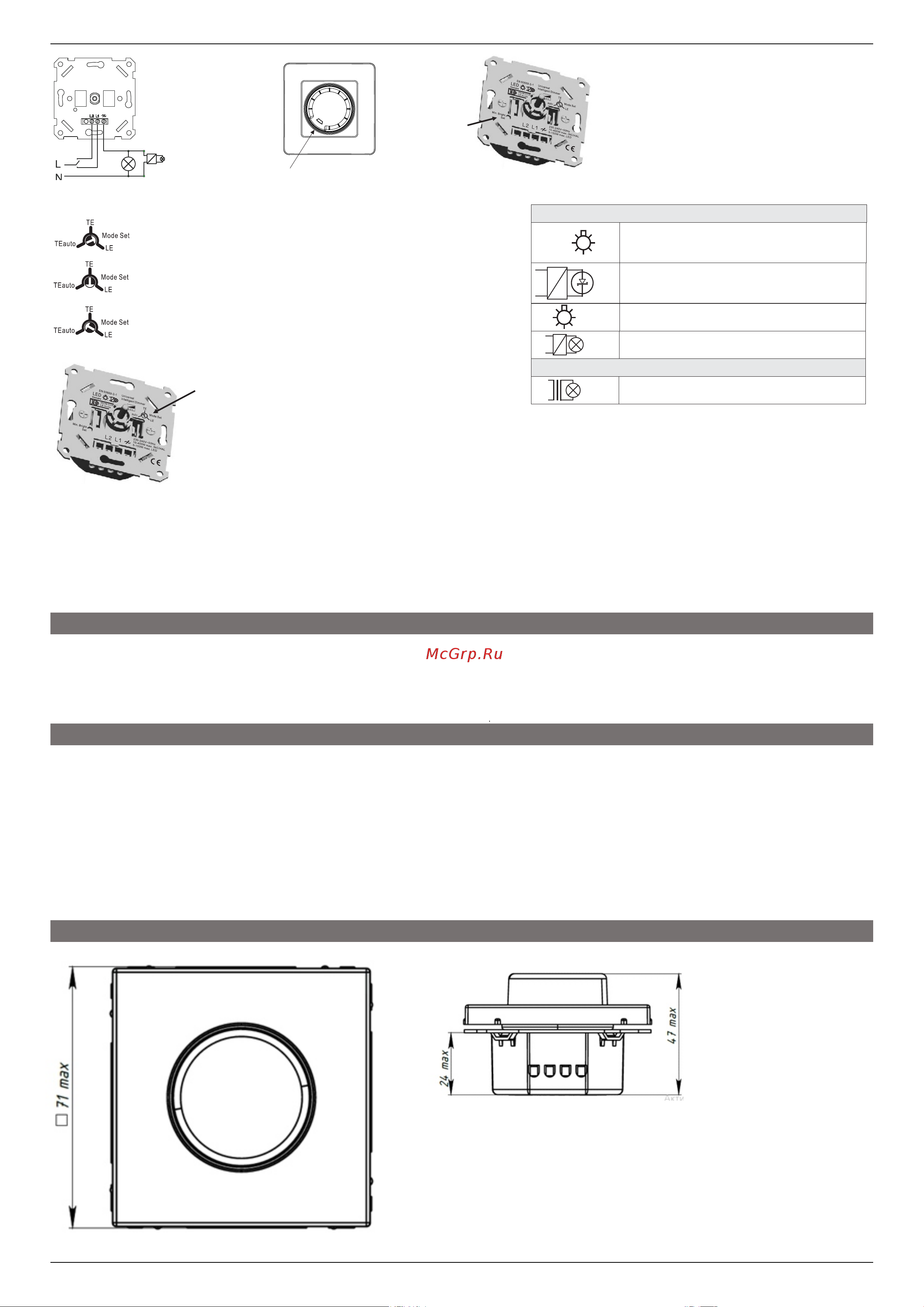Systeme Electric ArtGallery Грифель поворотно-нажимной, LED, RC, 400Вт GAL000723 Инструкция к товару онлайн [2/3] 821187