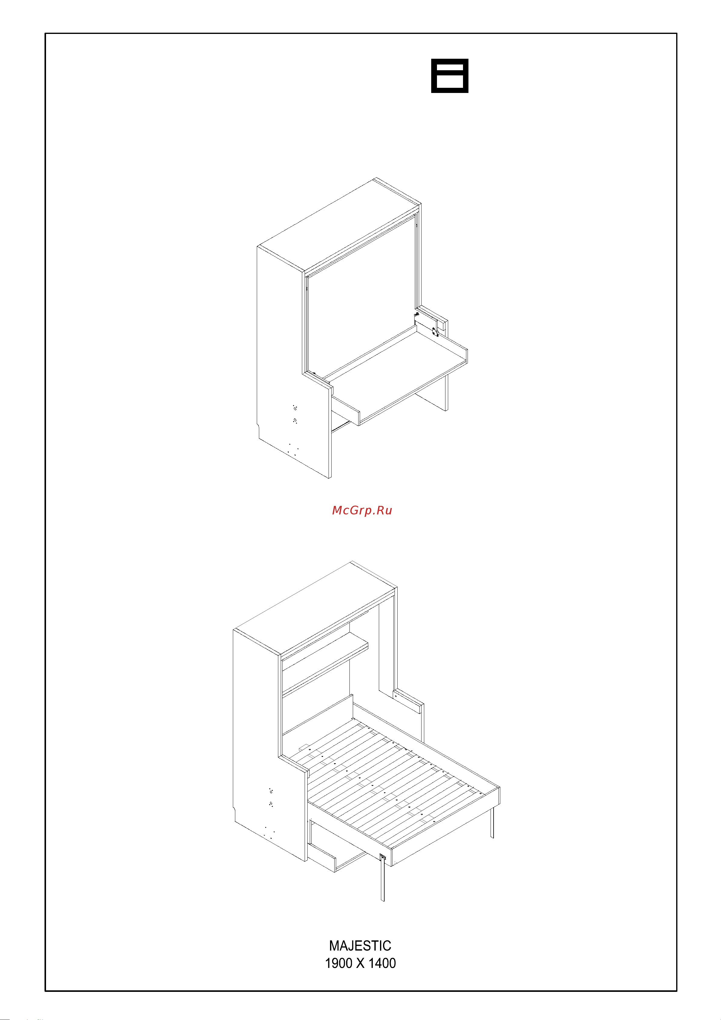 Mebax HiddenBed M06BCAF10AT-M002 стол-кровать 00-00000246 Инструкция для механизма HiddenBed M01BBAS10AT онлайн