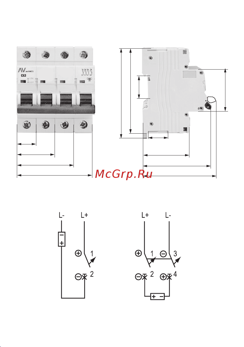 EKF AV-6, DC, 1P, 10A, 6kA, AVERES mcb6-DC-1-10C-av Паспорт онлайн [5/8] 821707