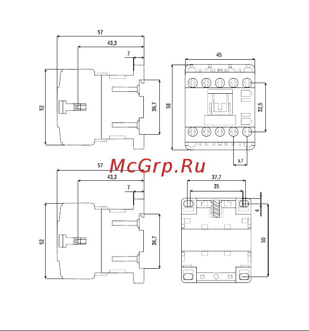 EKF МКЭ, 9А, 230В, 1NO, PROxima, SQ Mctr-s-9-230 Паспорт онлайн [4/8] 821916