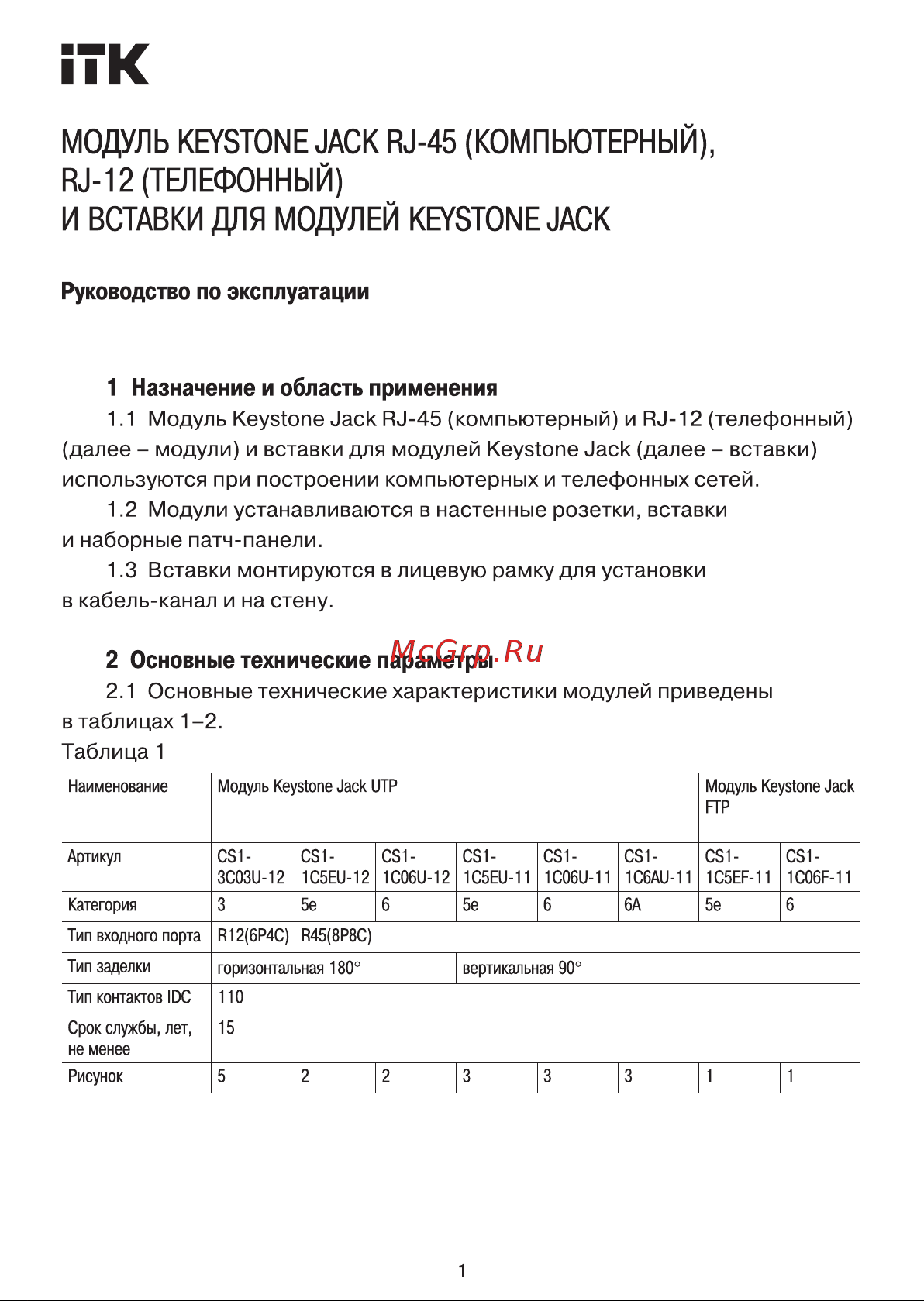 ITK Keystone Jack кат. 5е UTP 110 IDC 90град. CS1-1C5EU-11 Инструкция к товару онлайн