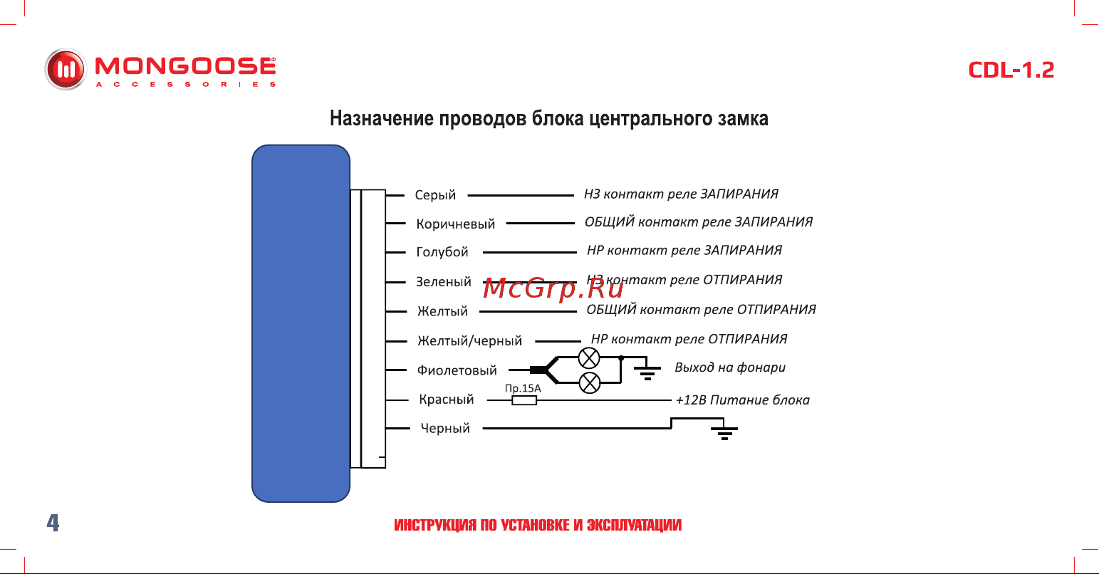 Mongoose CDL-1. 2 4620739412200 Инструкция по установке и эксплуатации онлайн [5/18] 822656