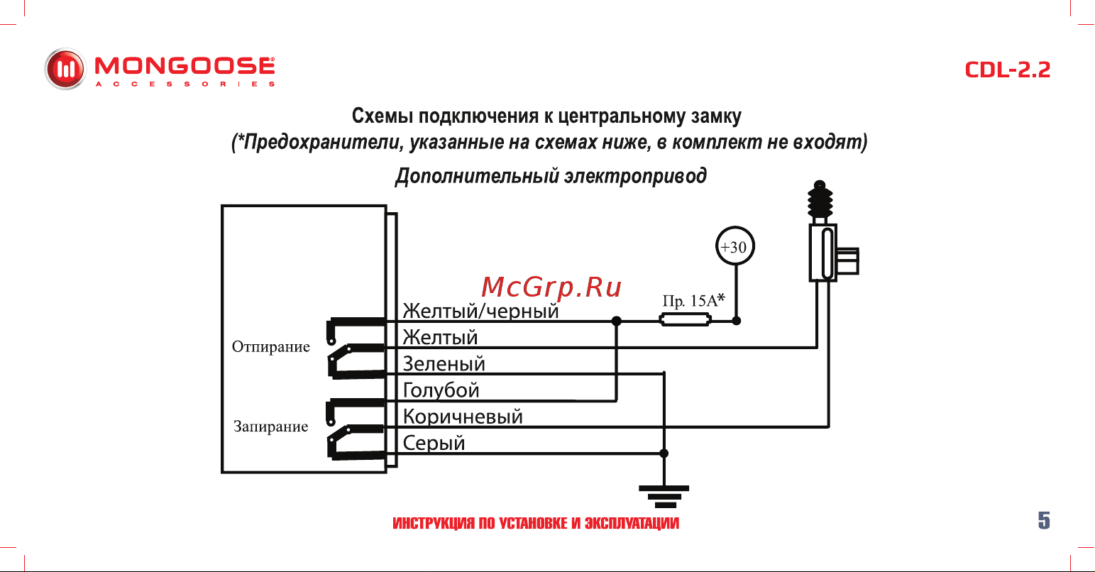 Mongoose CDL-2. 2 3-х кнопочный BR-M-CDL-2.2 Инструкция по установке и эксплуатации онлайн [6/18] 844160