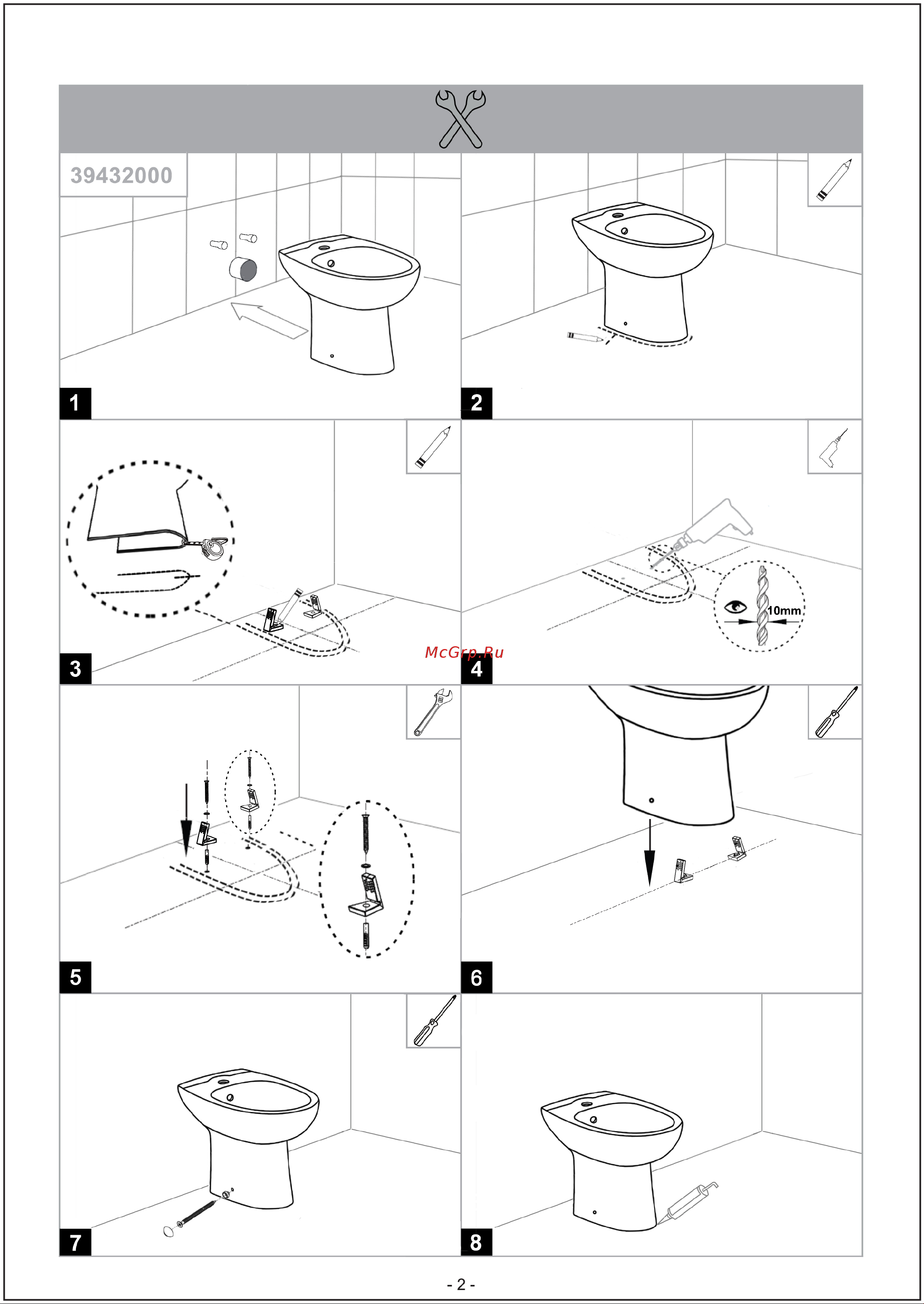 Grohe Bau Ceramic 39432000 Инструкция к Grohe Bau Ceramic 39432000 онлайн [2/4] 825371