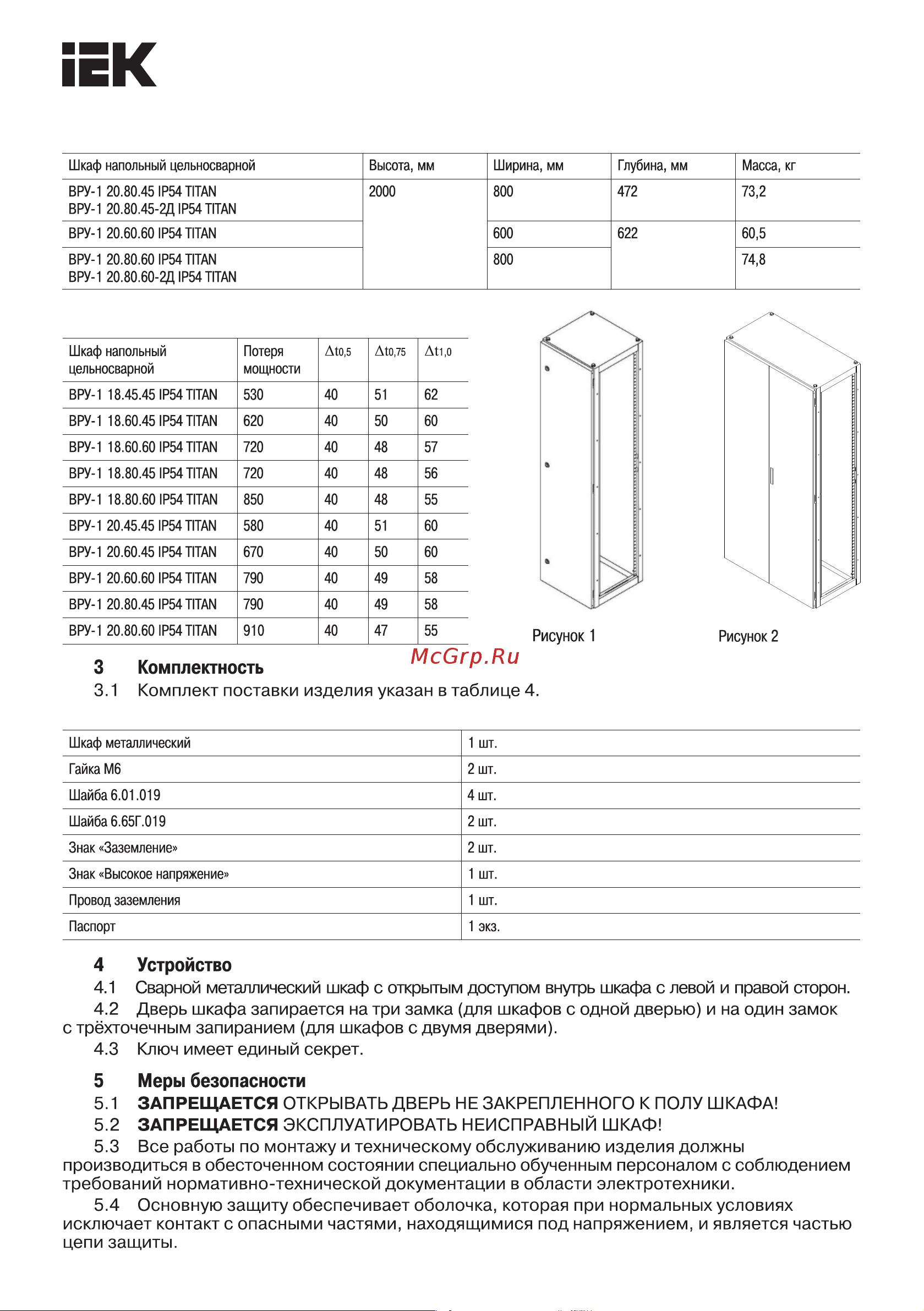 Iek цельносварной ВРУ-1 18.60.45 IP54 TITAN YKM1-C3-1864-54 Инструкция к товару онлайн [2/4] 825617