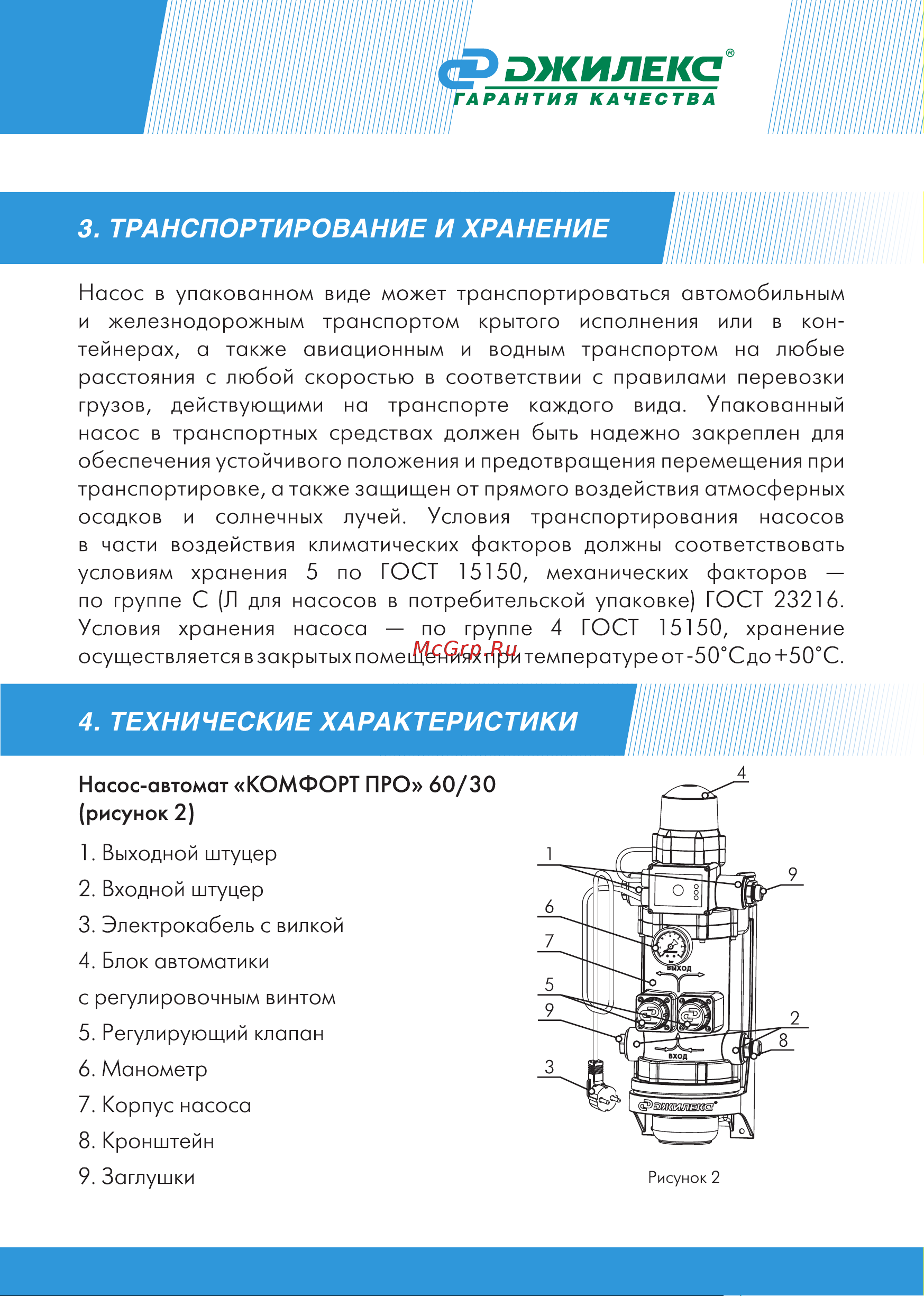 Джилекс КОМФОРТ ПРО 60/30 4002 Инструкция онлайн [5/20] 825968