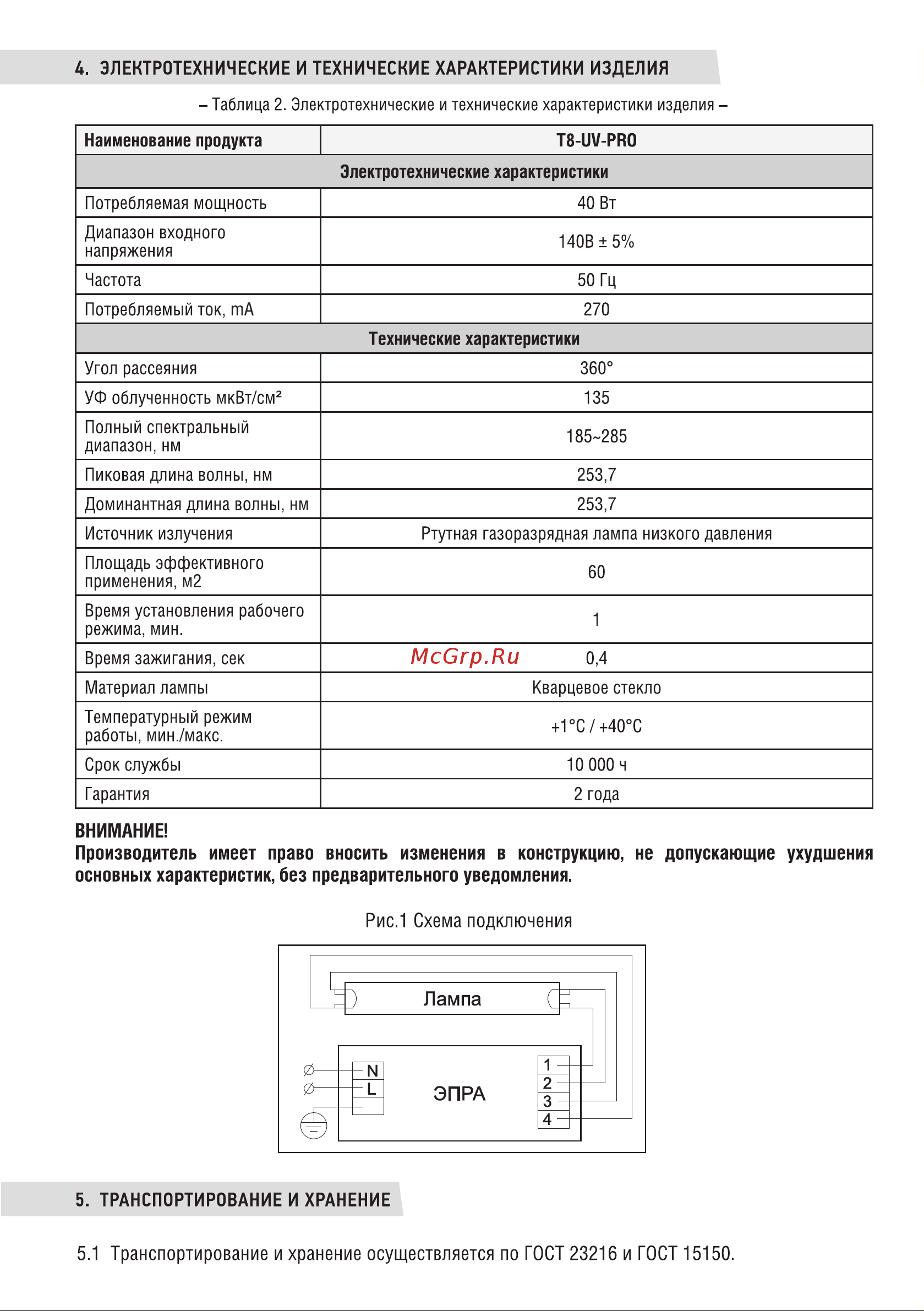 IN HOME T8-UV-PRO 40Вт 230В G13 1200мм прозрачная 4690612034522 Паспорт изделия онлайн [2/4] 826542