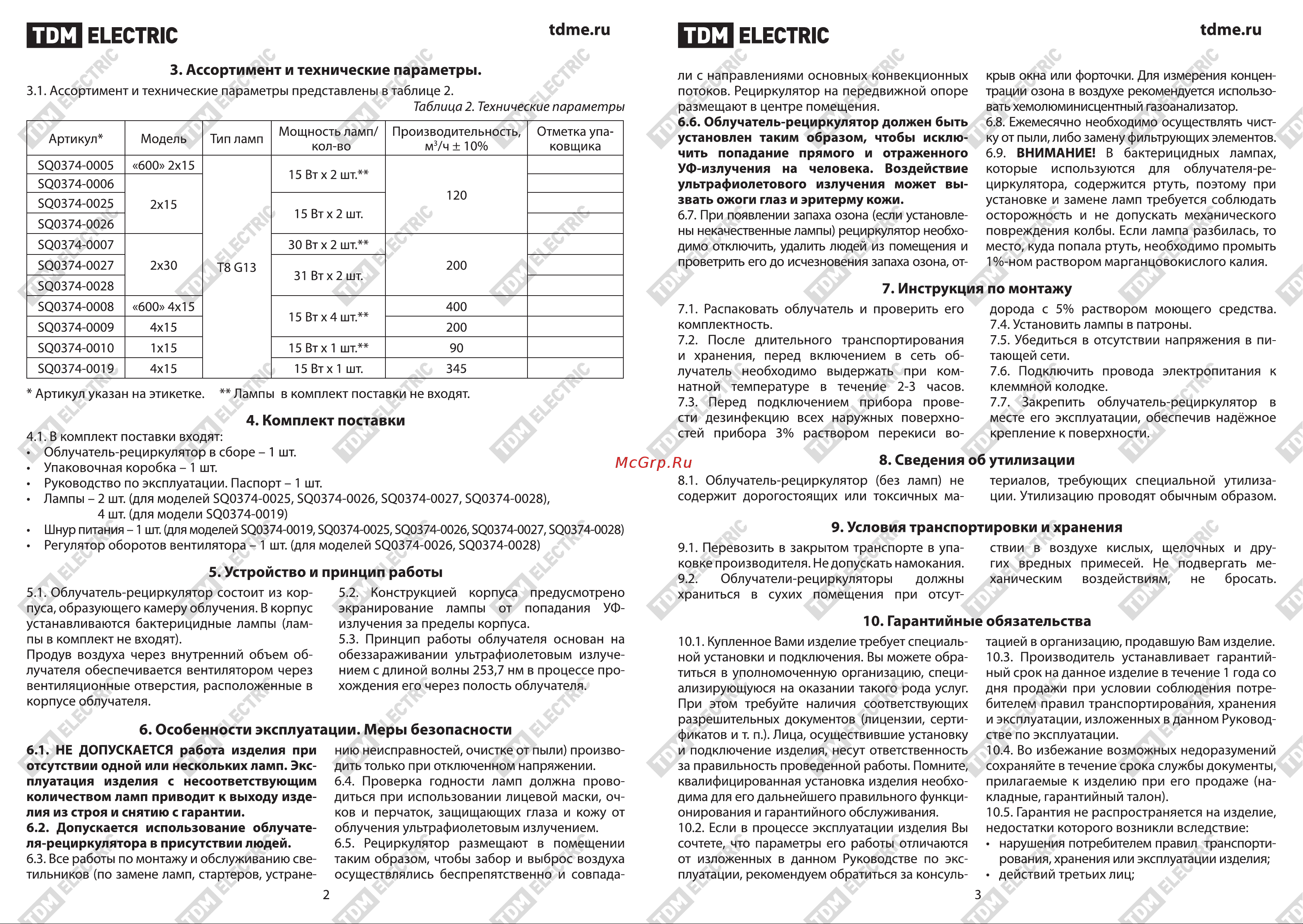Тдм закрытого типа ОРБ 4х15 Вт, 2 вентилятора SQ0374-0019 Инструкция к TDM SQ0374-0019 онлайн [3/4] 826593