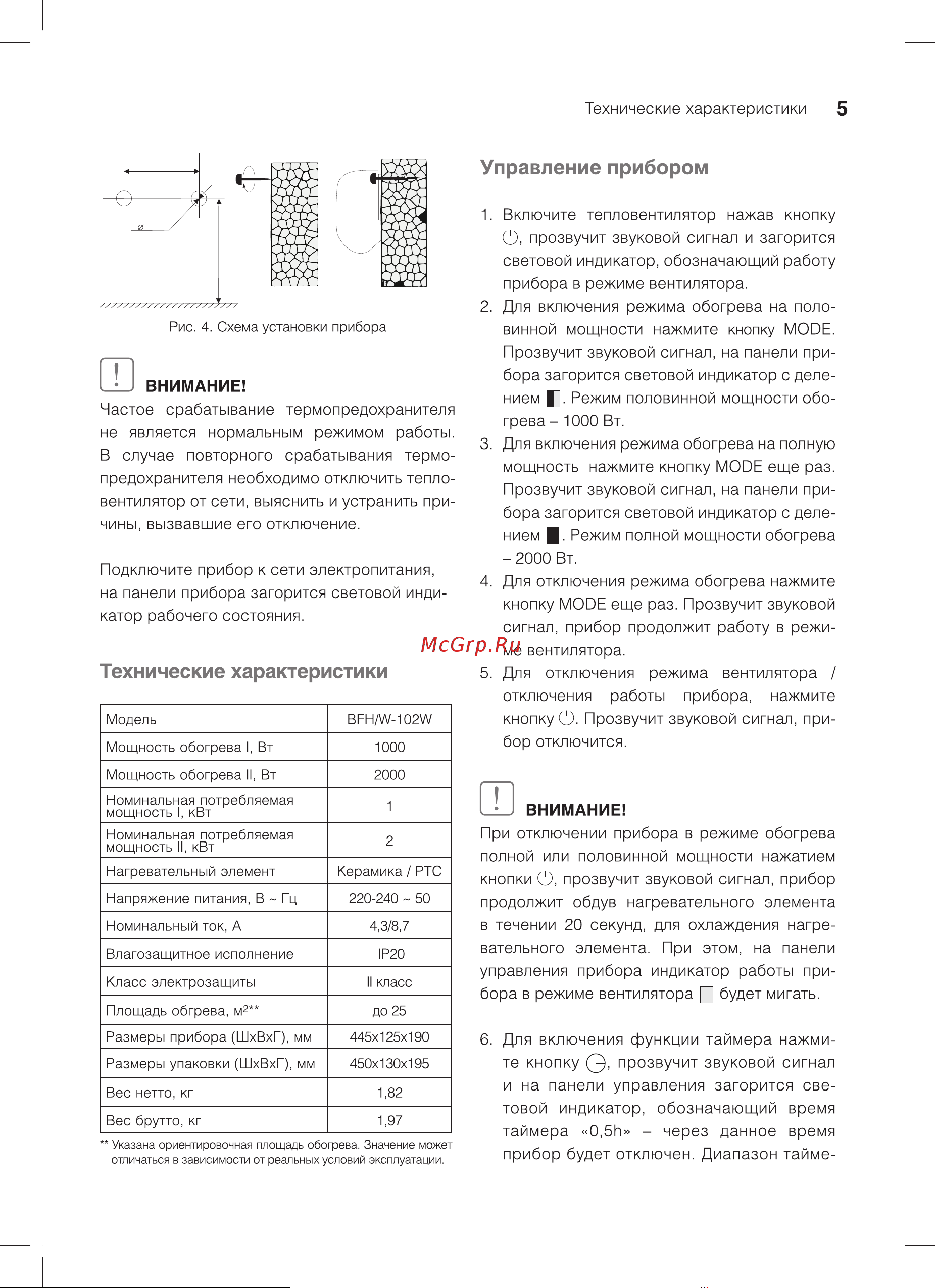 Ballu BFH/W-102W НС-1072832 Инструкция к Ballu BFH/W-102W онлайн [5/14] 826772