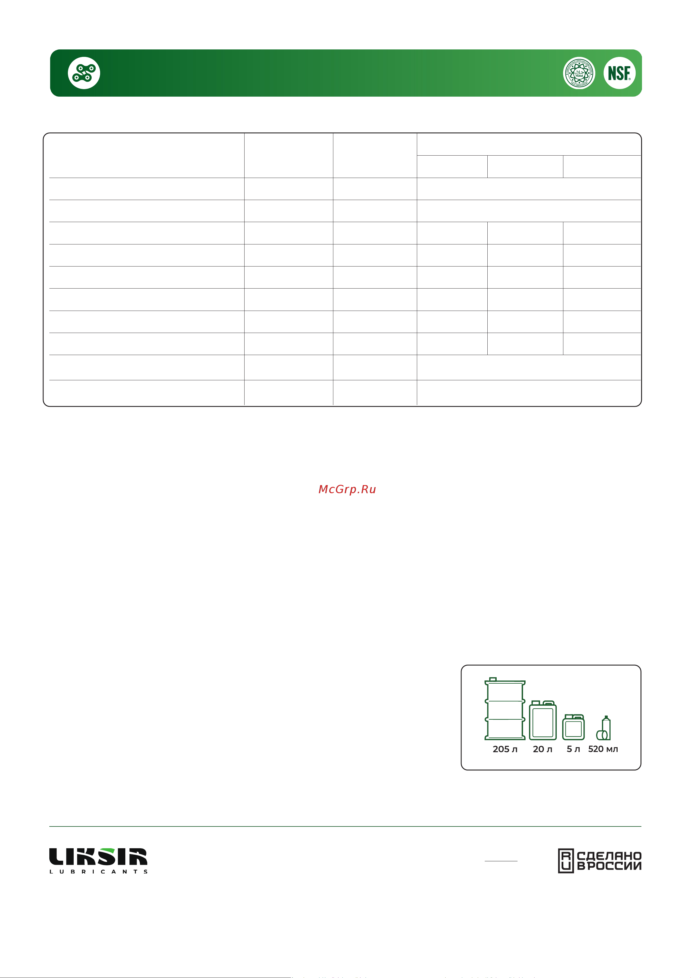 LIKSIR LIKSOL CHAIN FROST 15 H1, 20л 100702 Техническое описание LIKSOL CHAIN FROST H1 онлайн [2/2] 827351